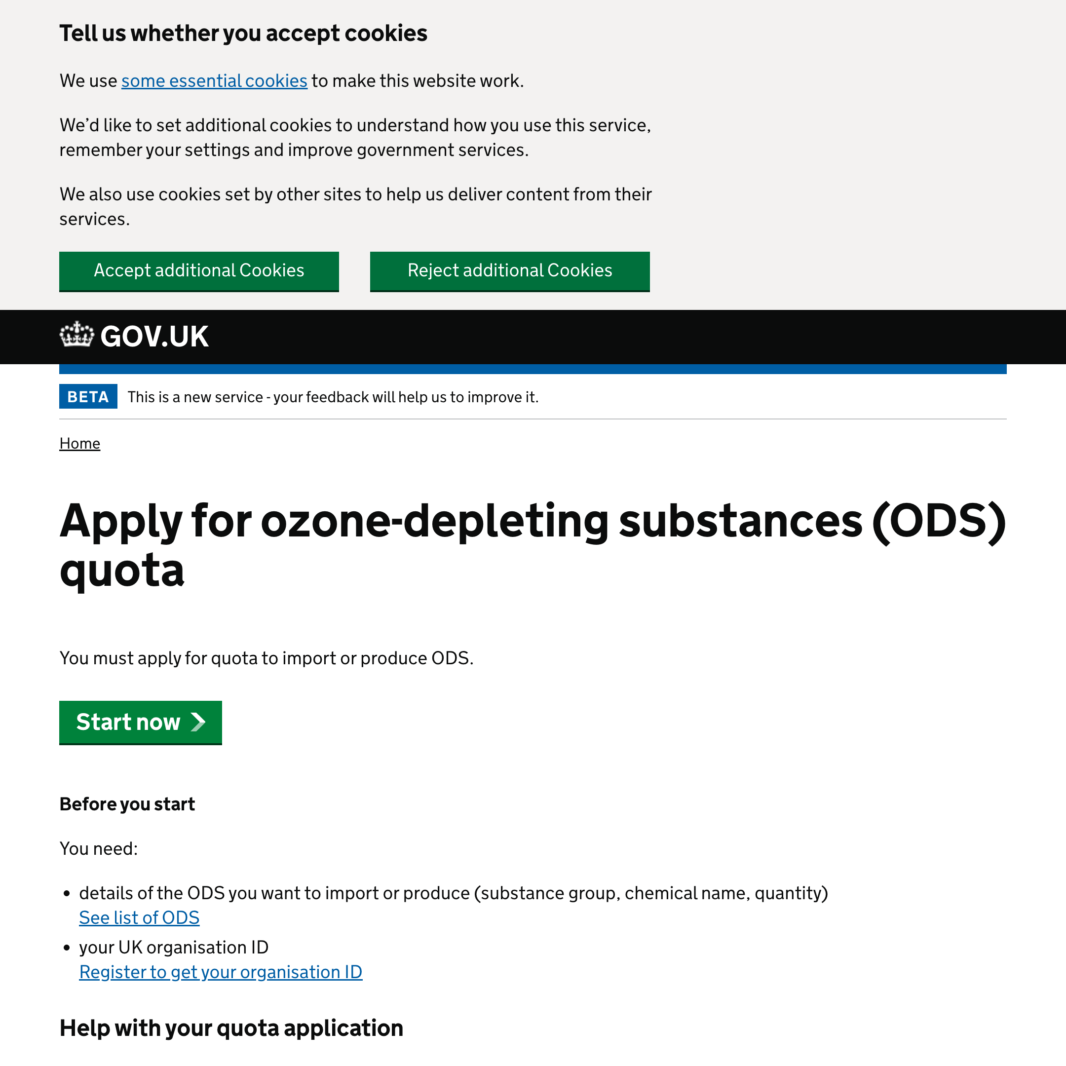 Apply for ozone-depleting substances (ODS) quota