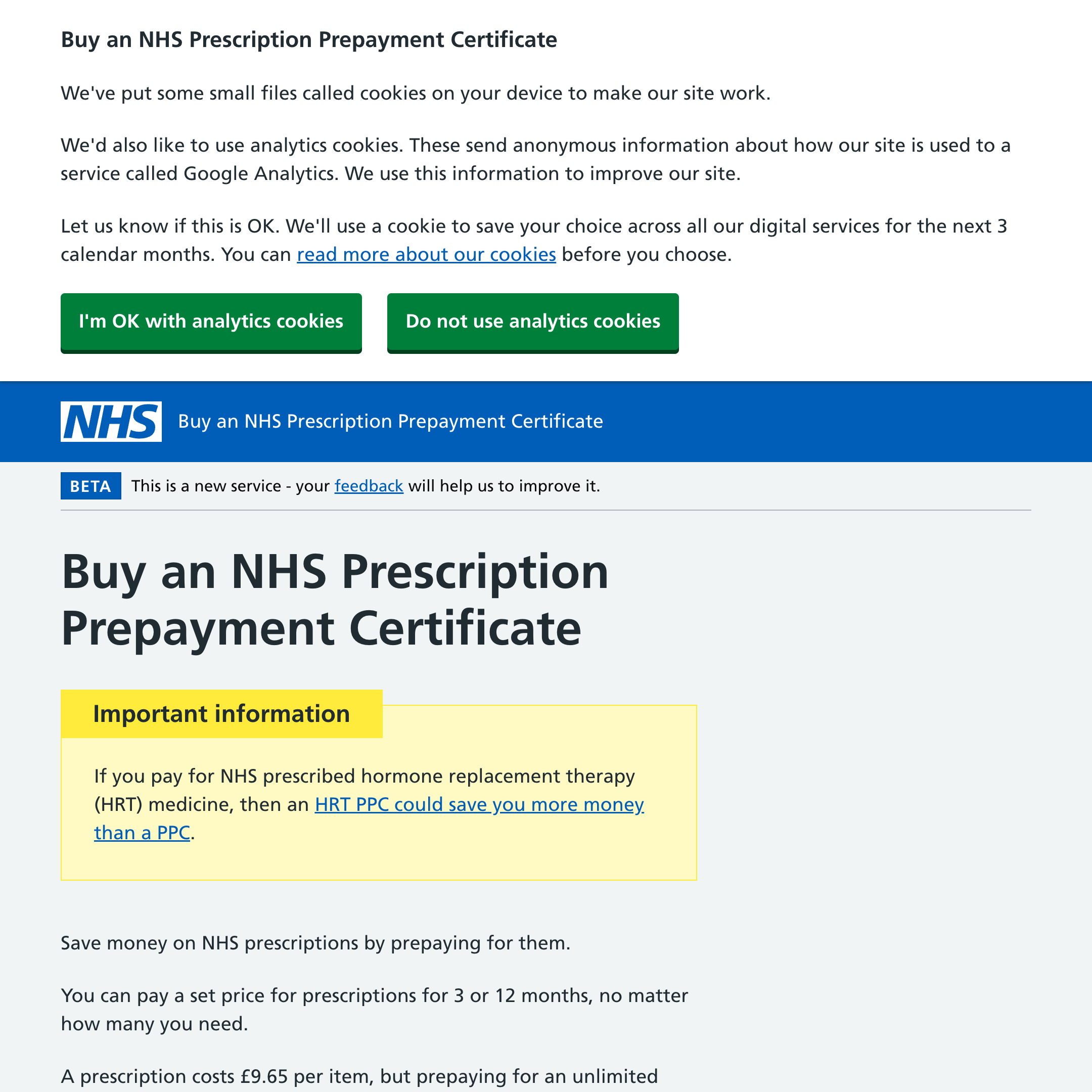 Get a prescription prepayment certificate