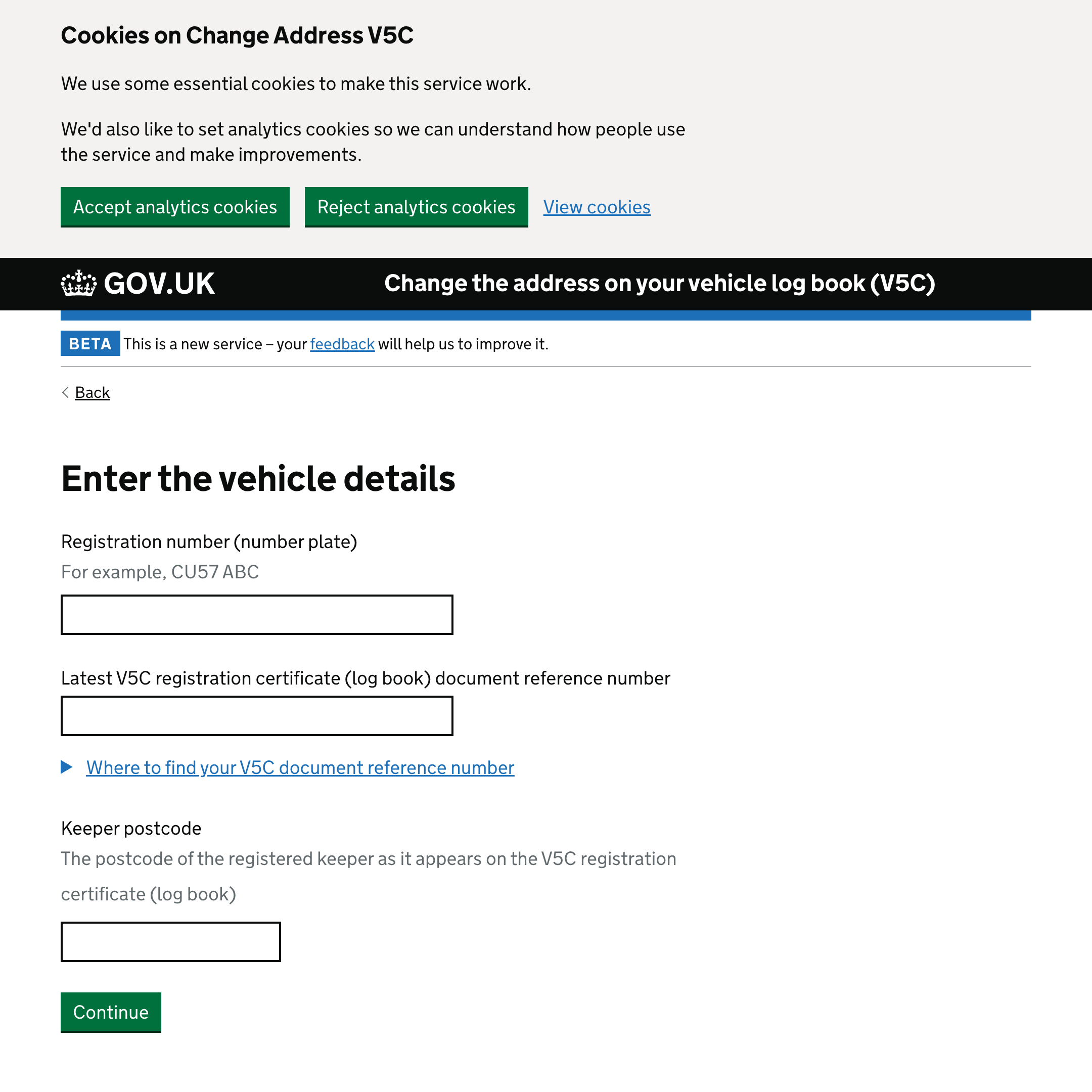 Change the address on your vehicle log book (V5C)