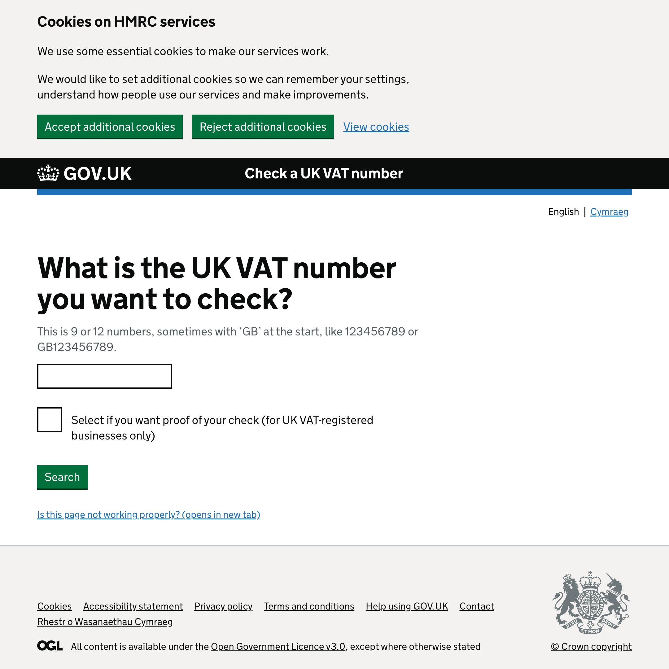 Check a UK VAT number