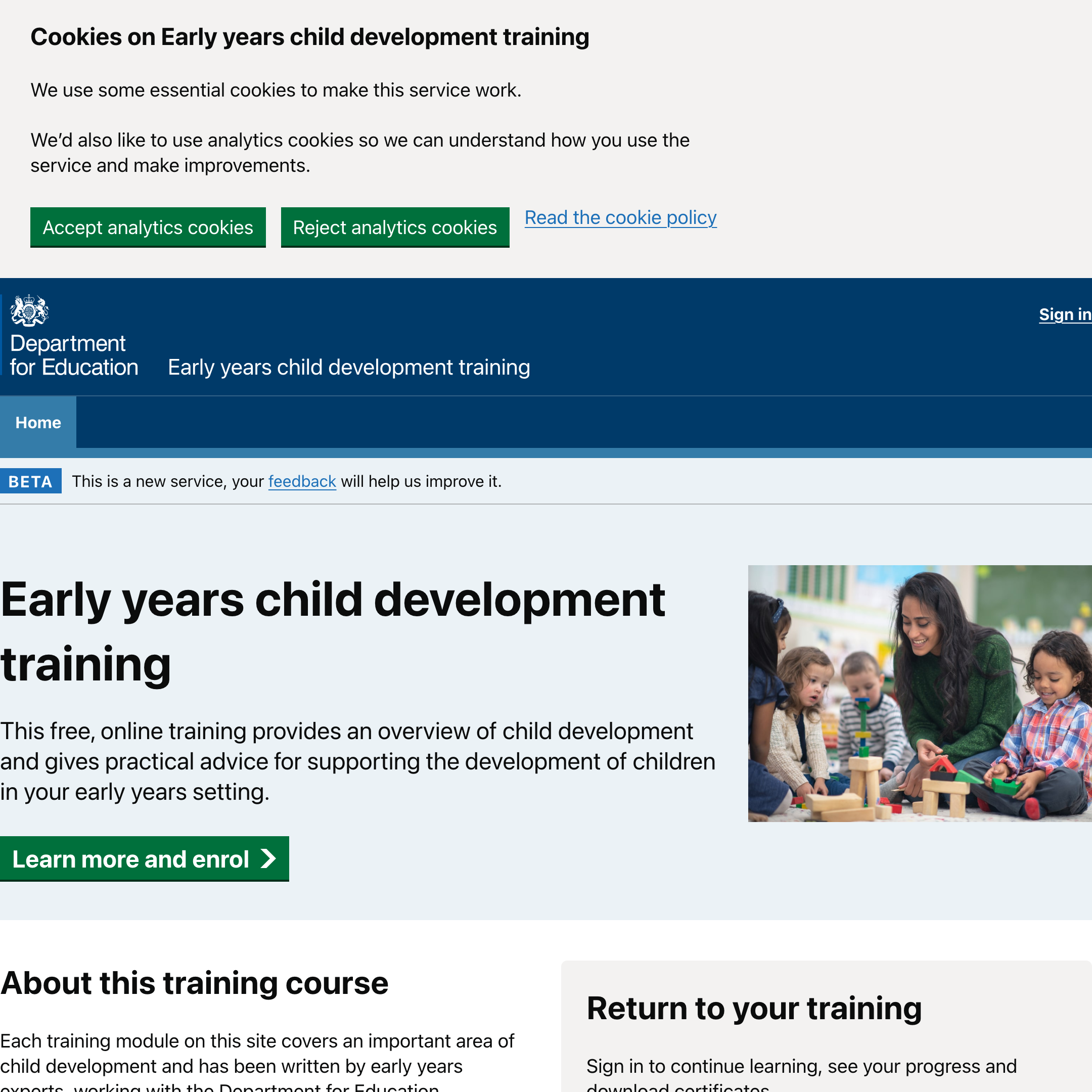 Early years child development training