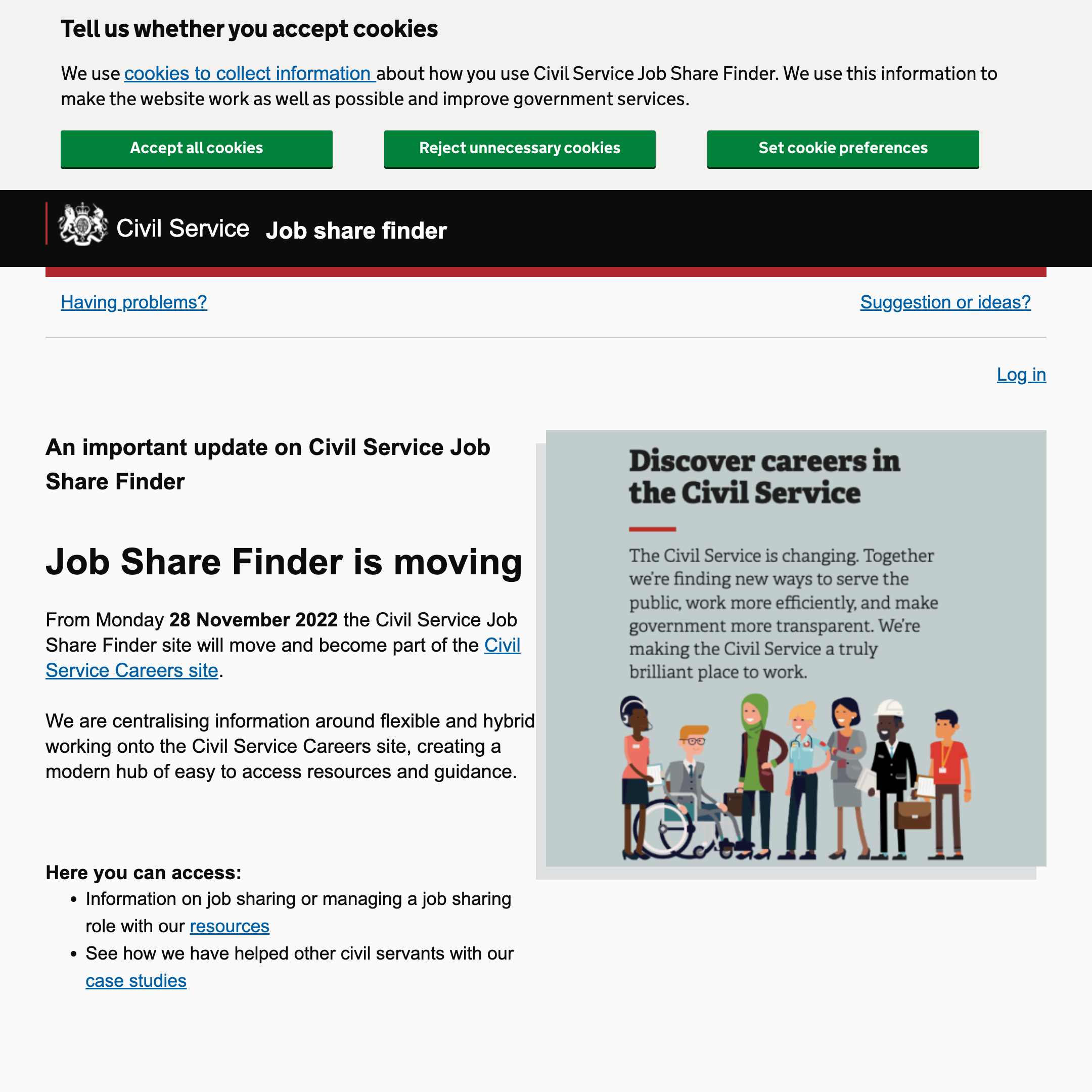 Civil Service Job share finder