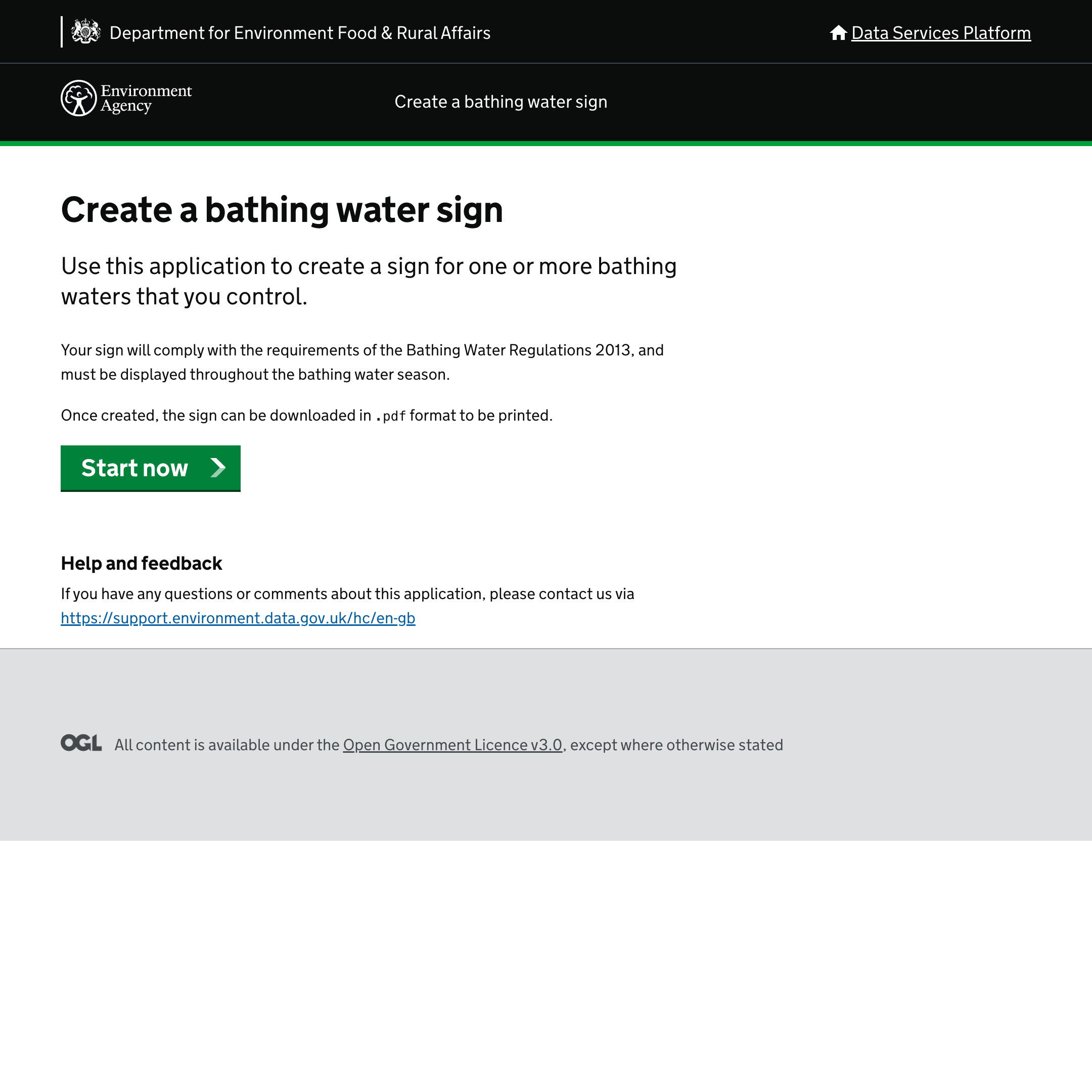 Create a bathing water sign