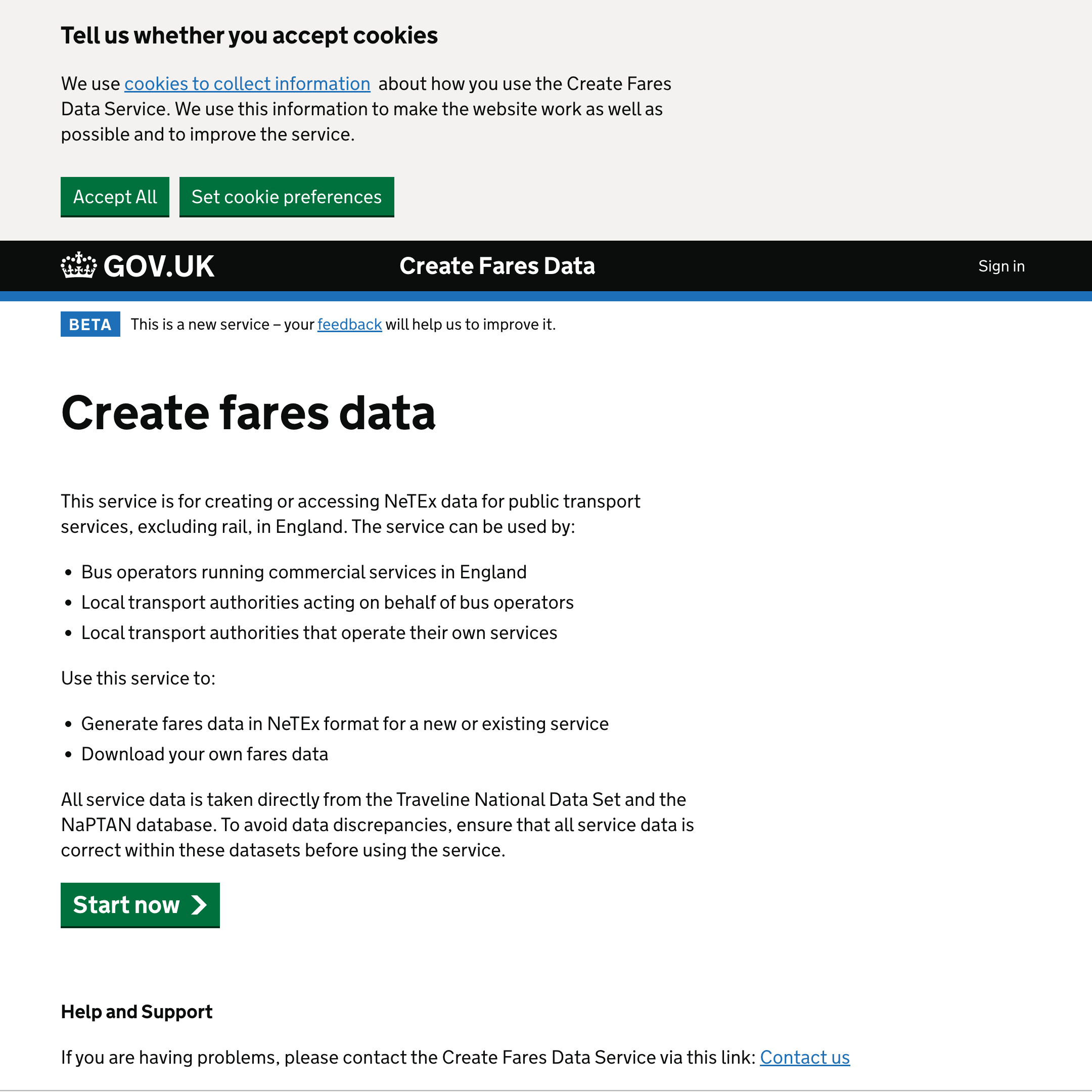 Create fares data