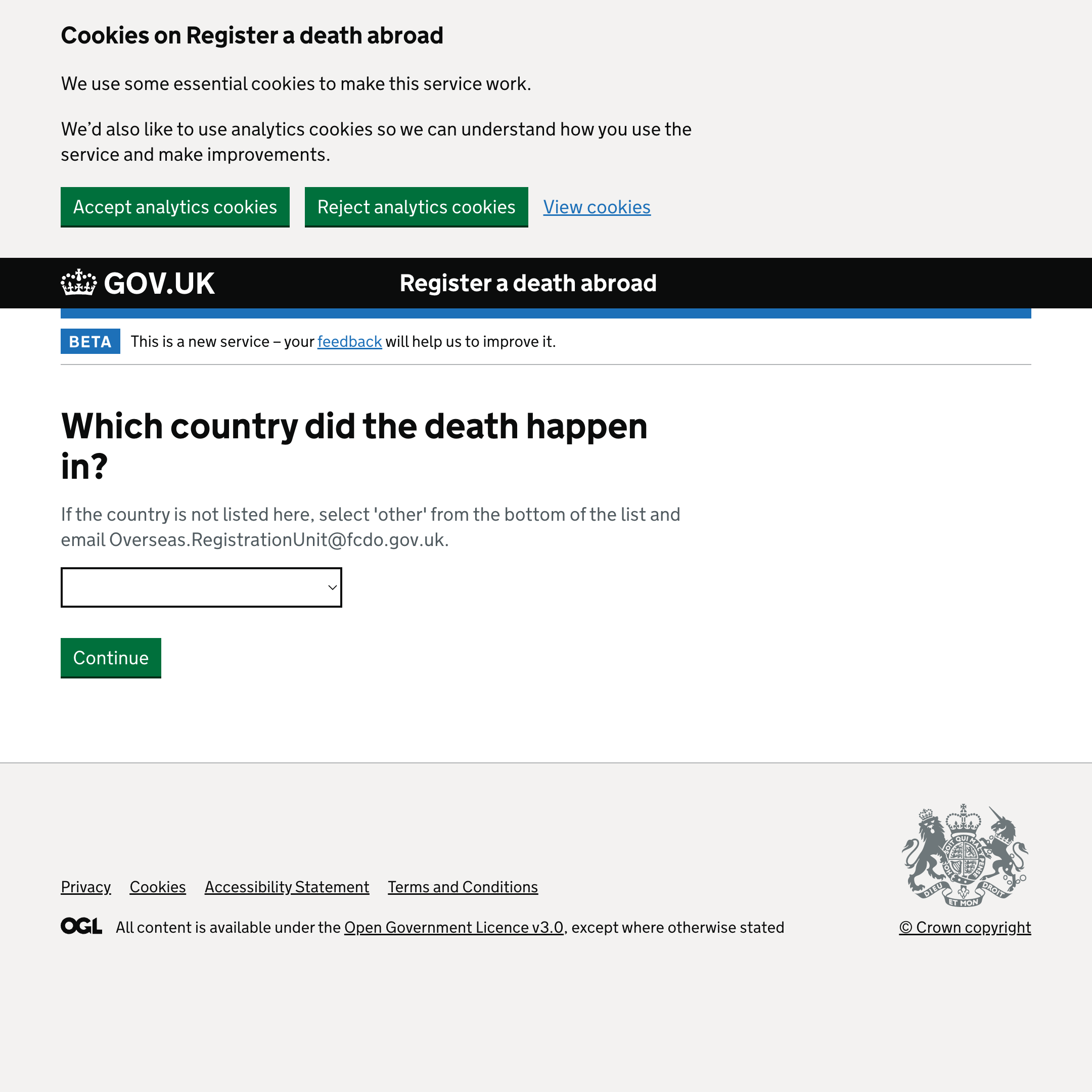 Payment to register a death abroad