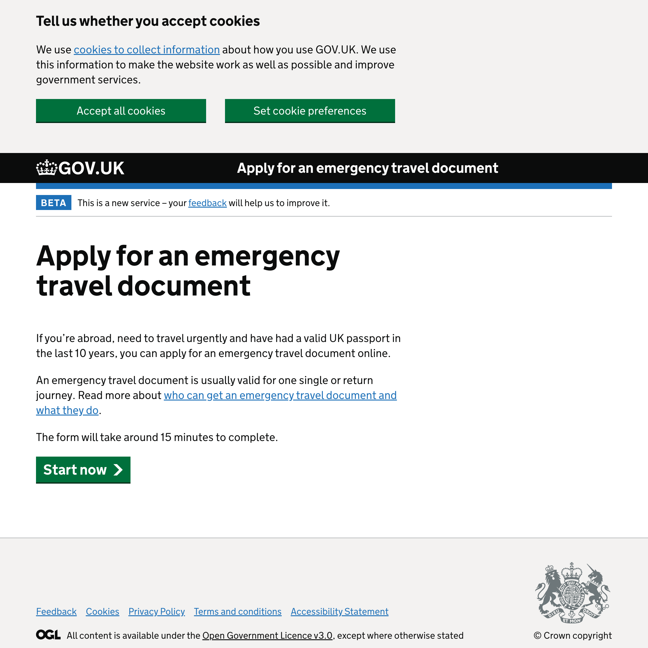 Apply for an emergency travel document