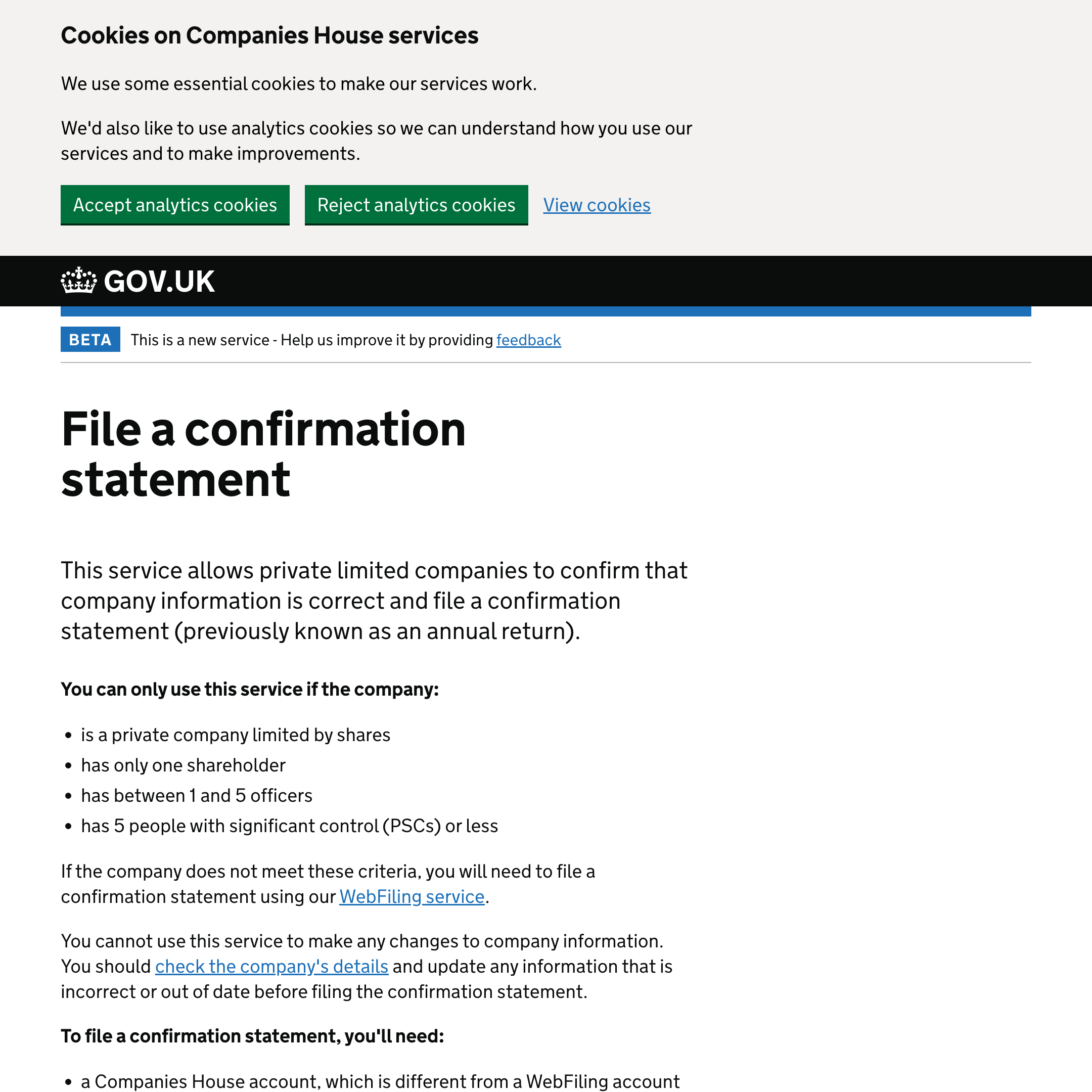 File a confirmation statement
