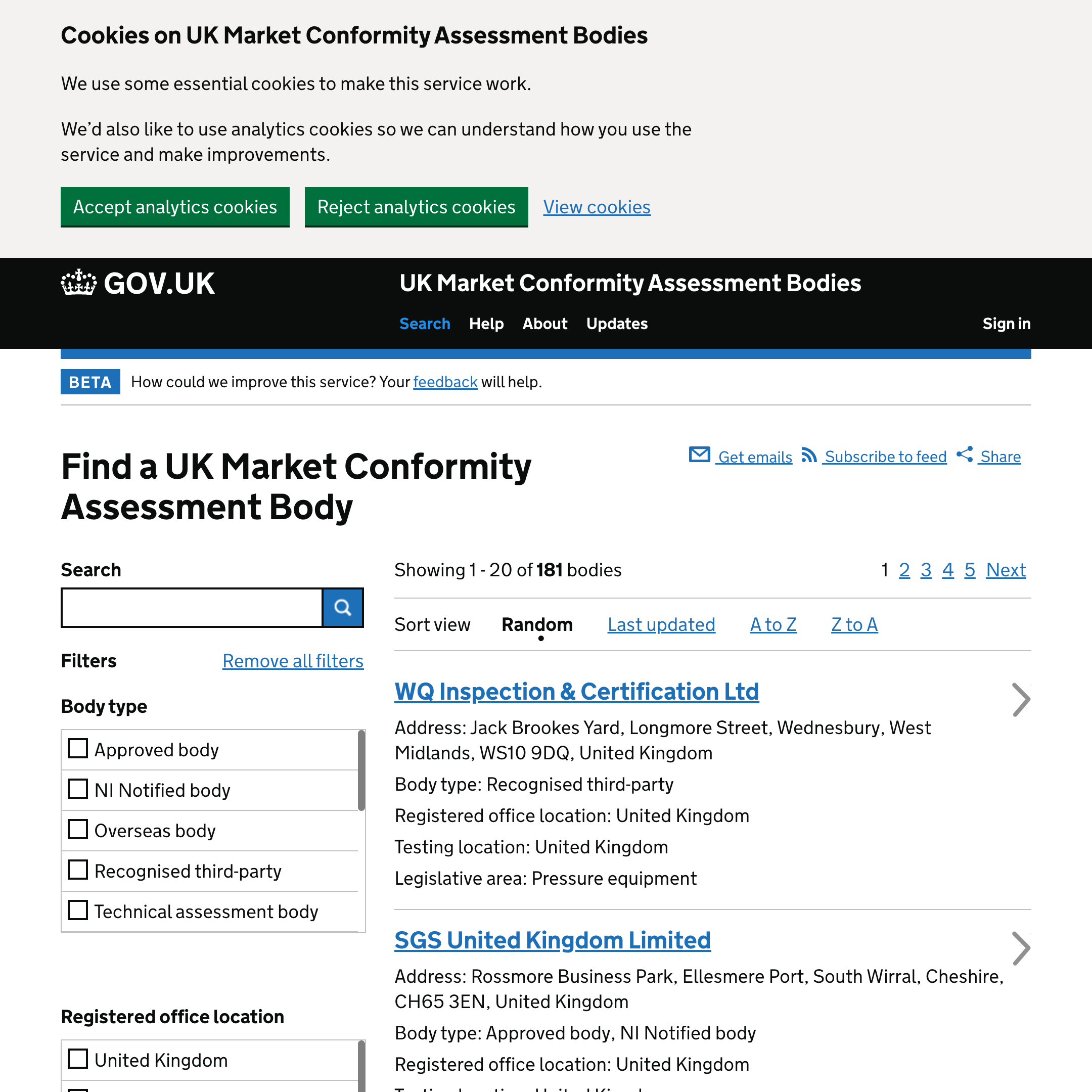 UK Market Conformity Assessment Bodies