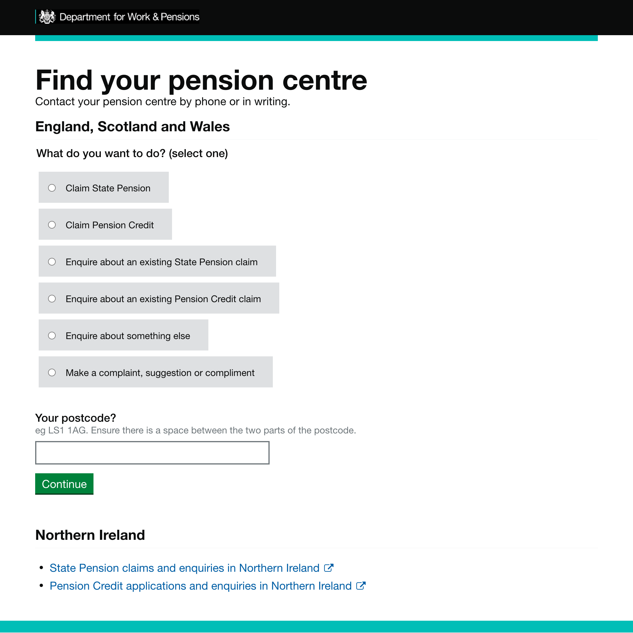 Find your pension centre