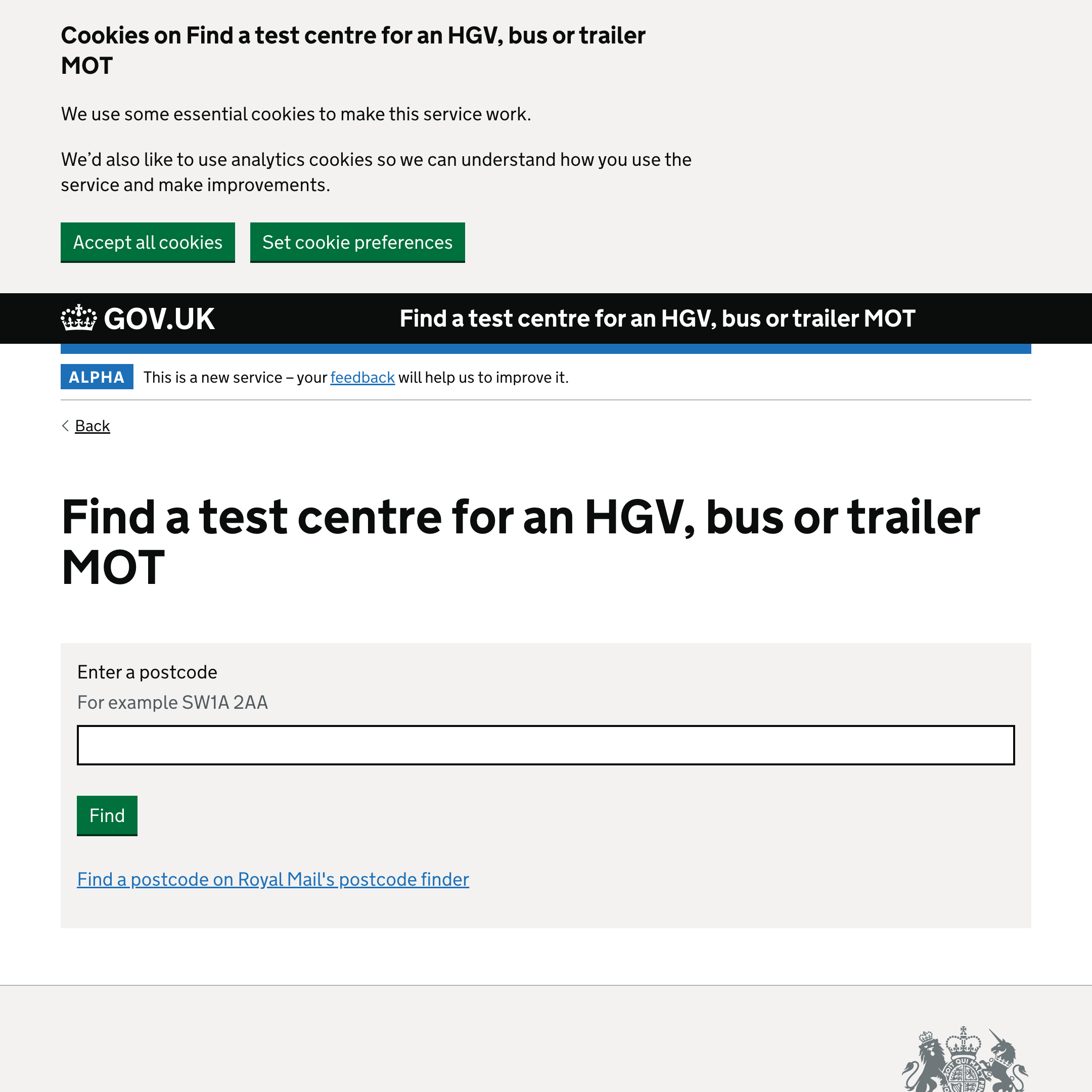 Find a test centre for an HGV, bus or trailer MOT