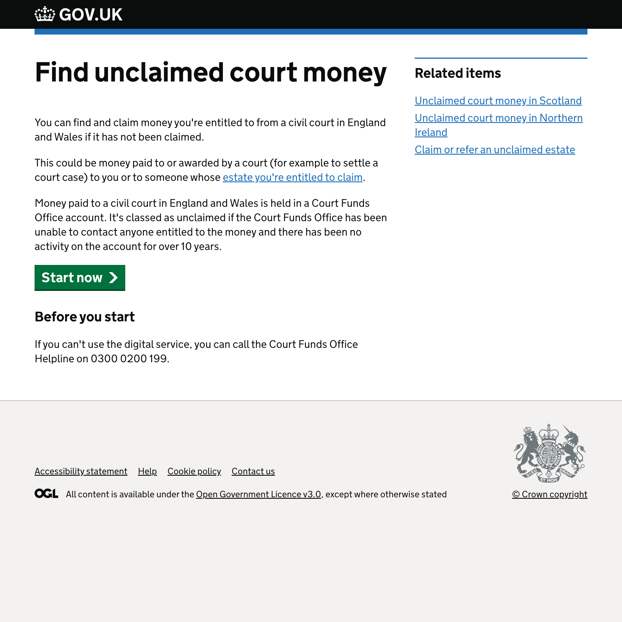 Find unclaimed court money