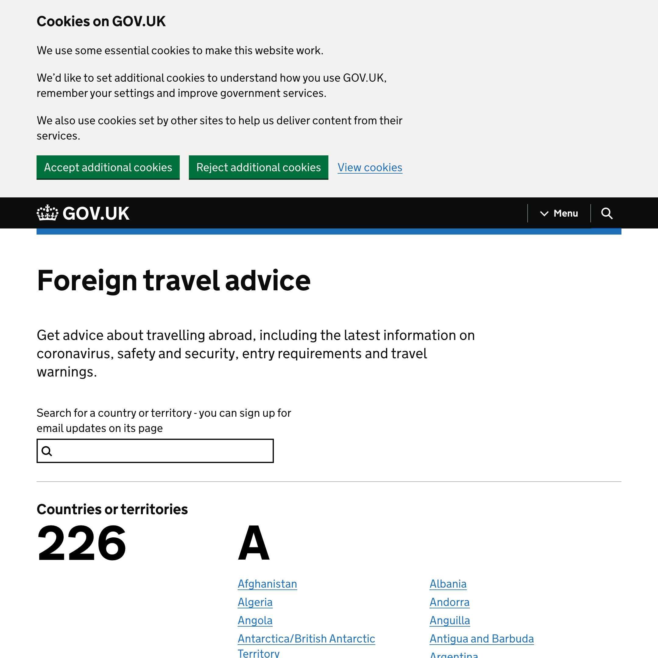 Foreign travel advice