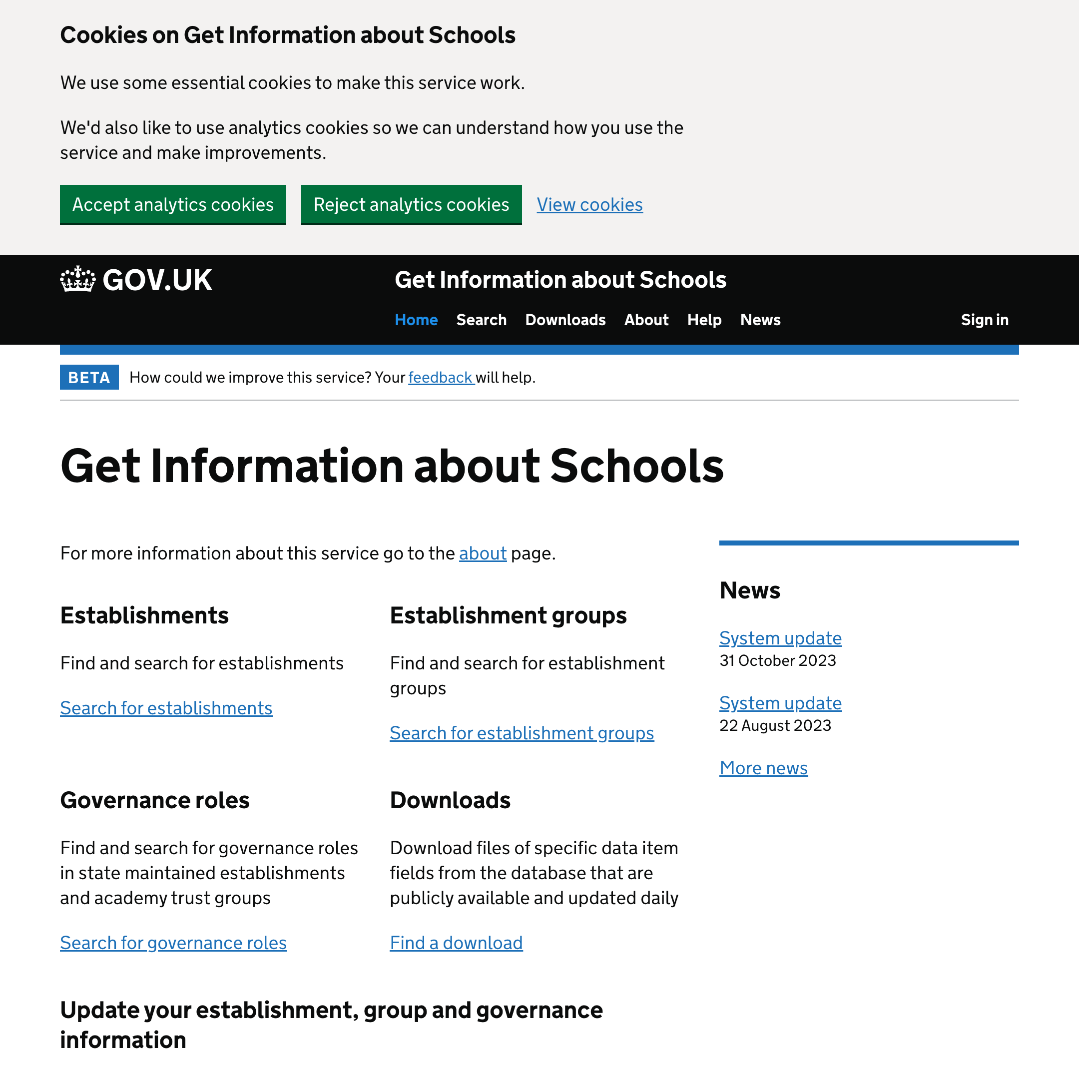 Get information about schools