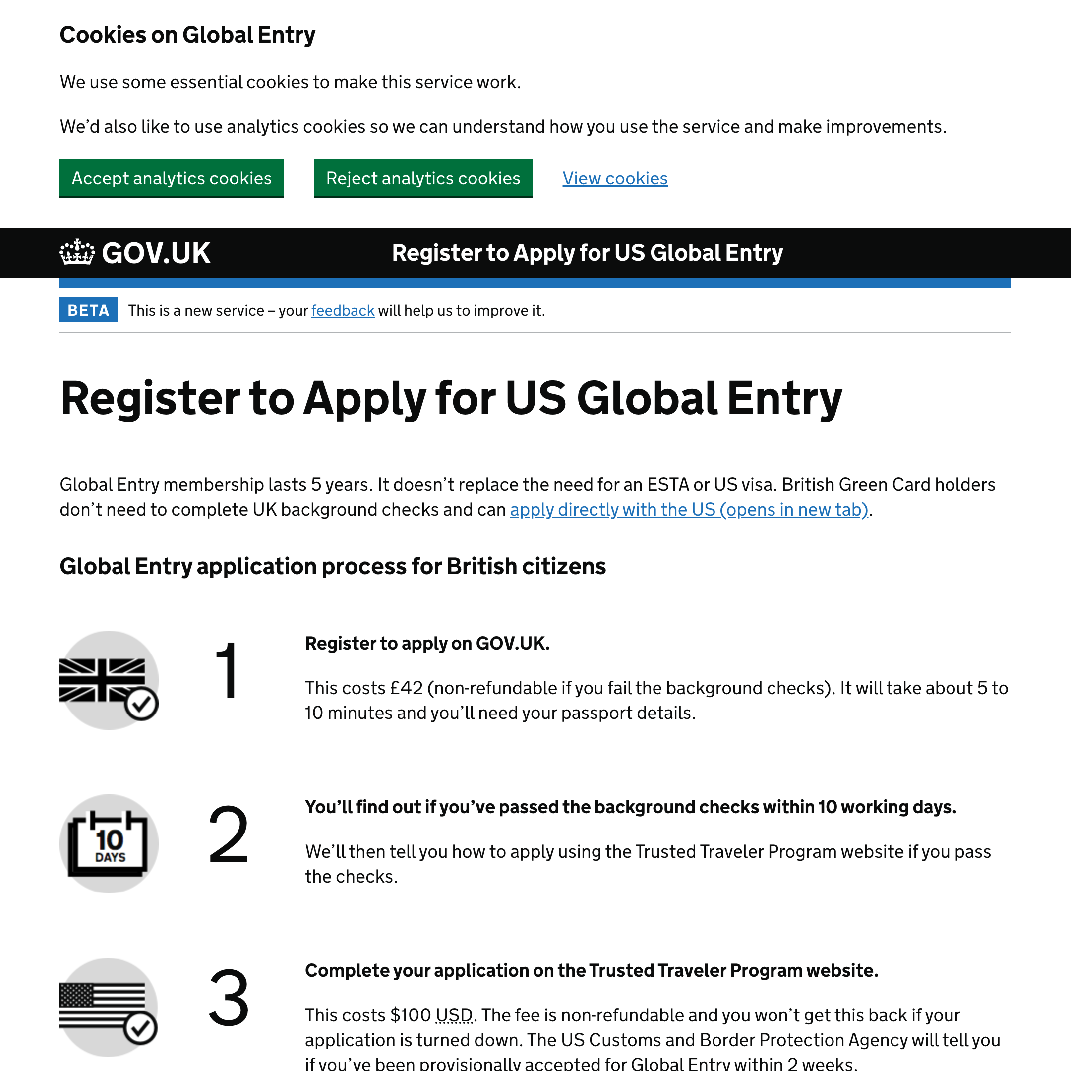 Register to Apply for US Global Entry