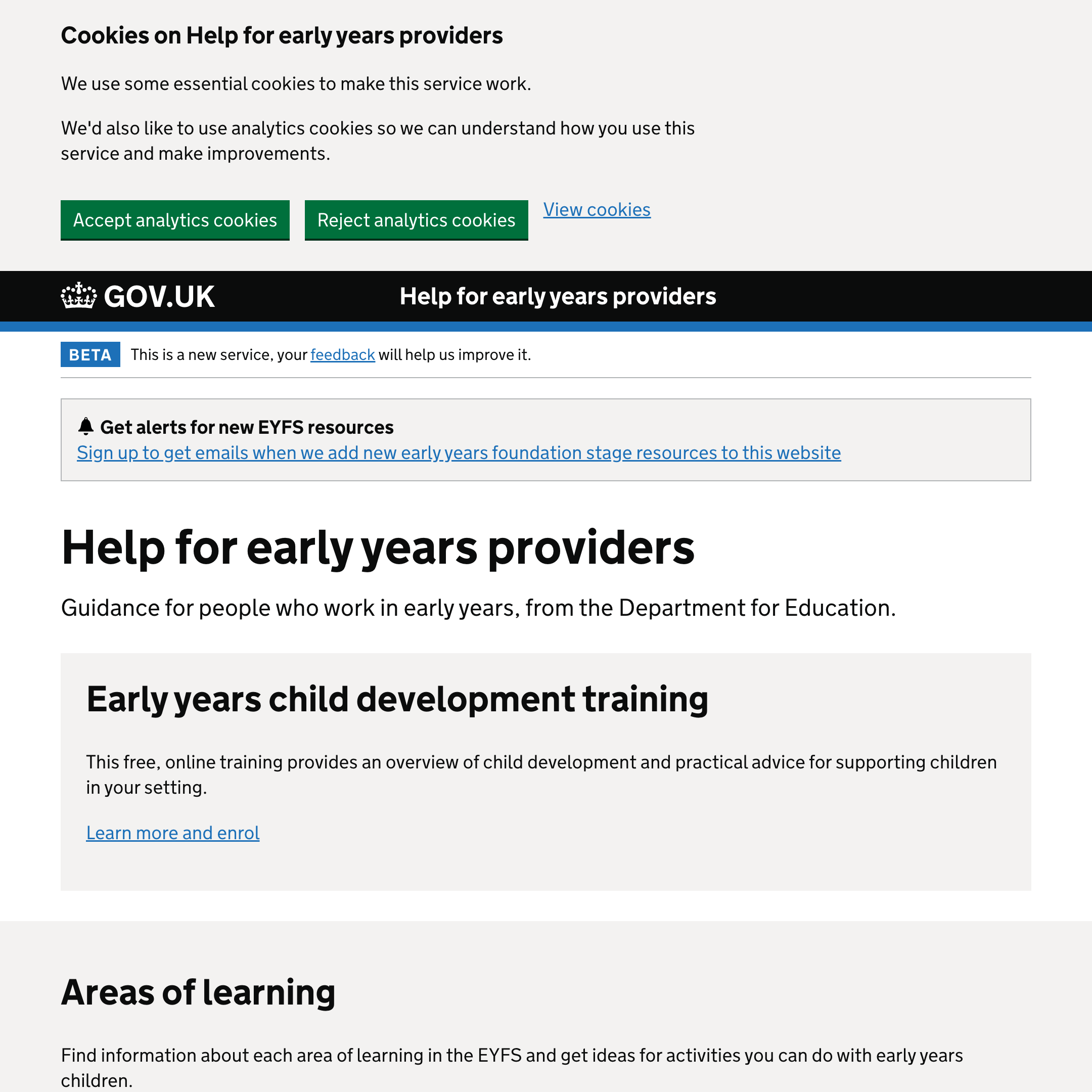 Help for early years providers