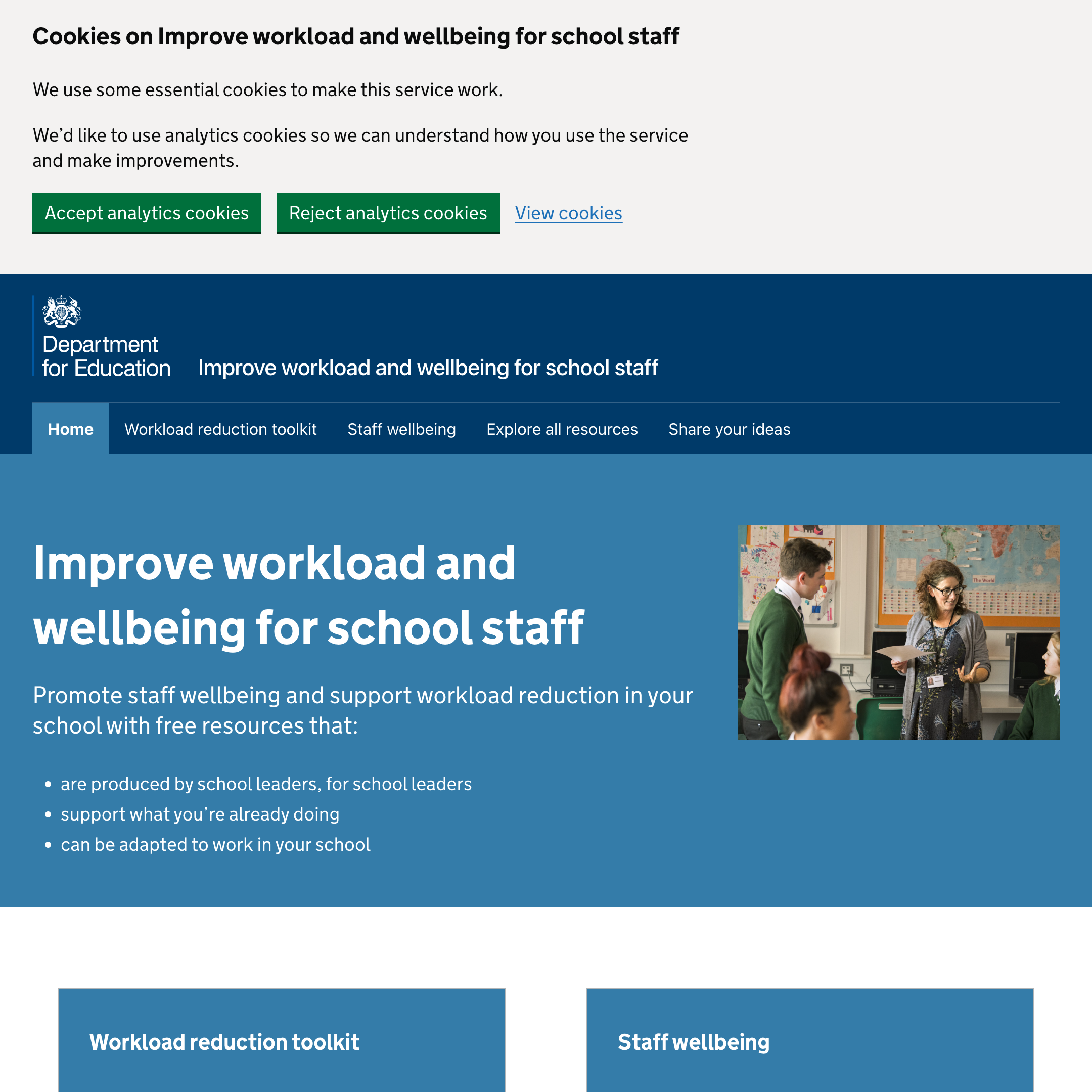 Improve workload and wellbeing for school staff