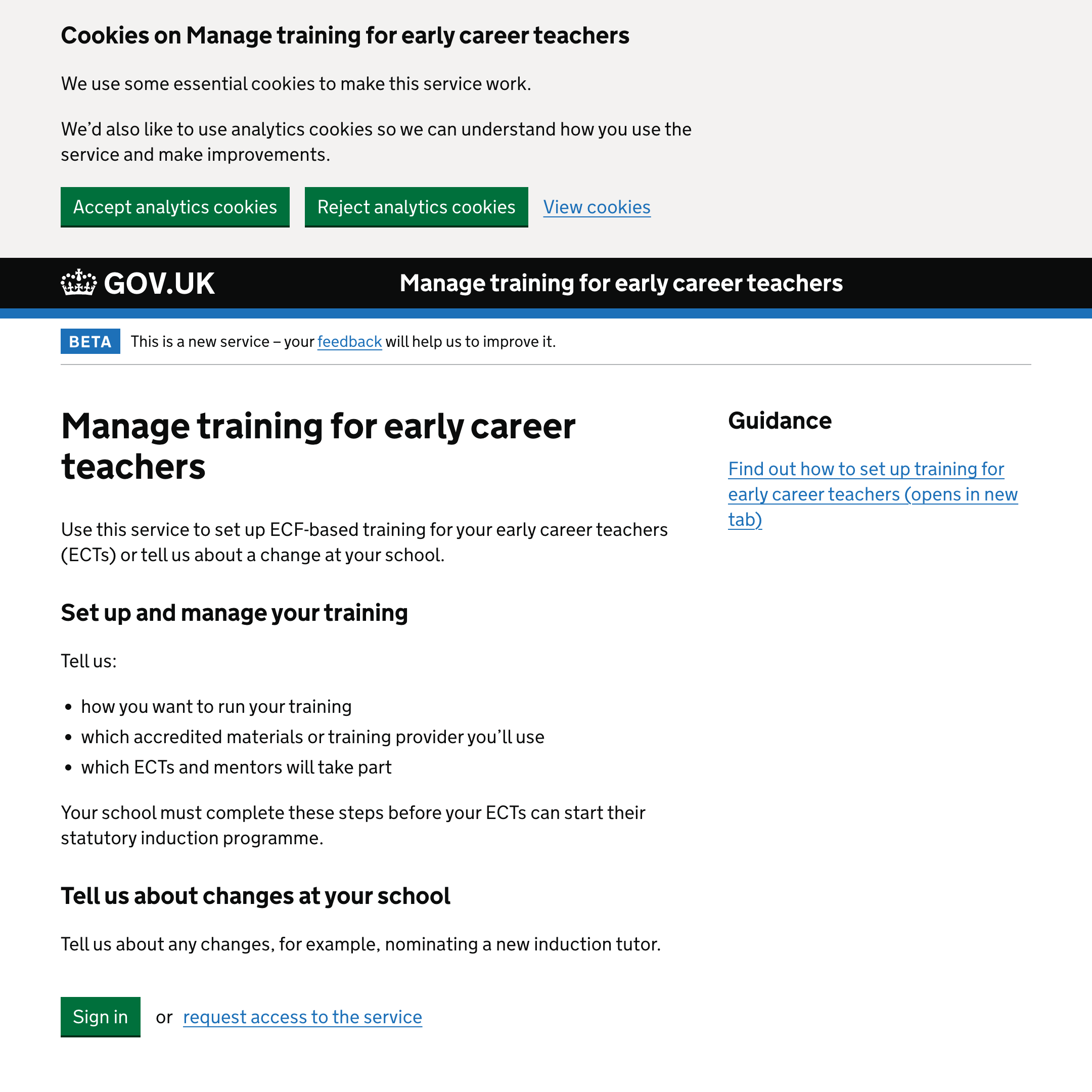 Manage training for early career teachers