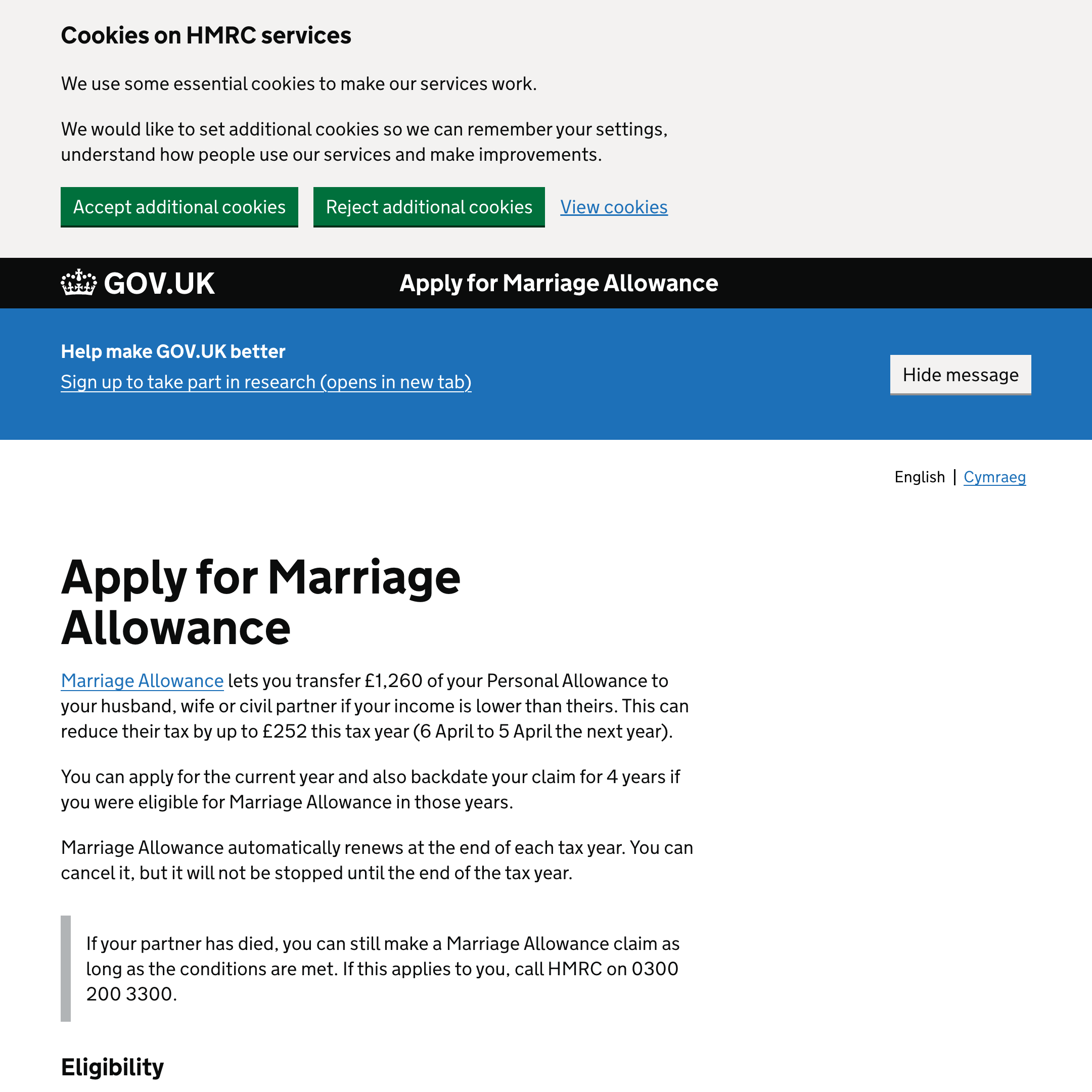 Apply for Marriage Allowance
