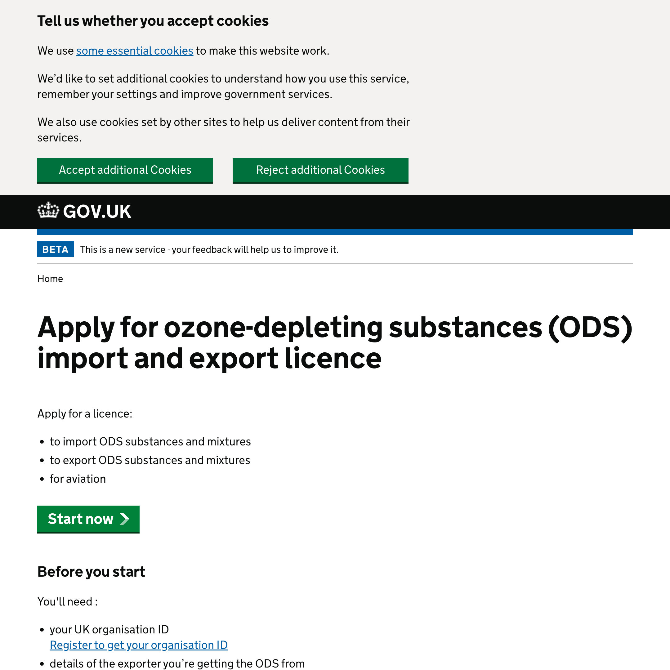 Apply for ozone-depleting substances (ODS) import and export licence