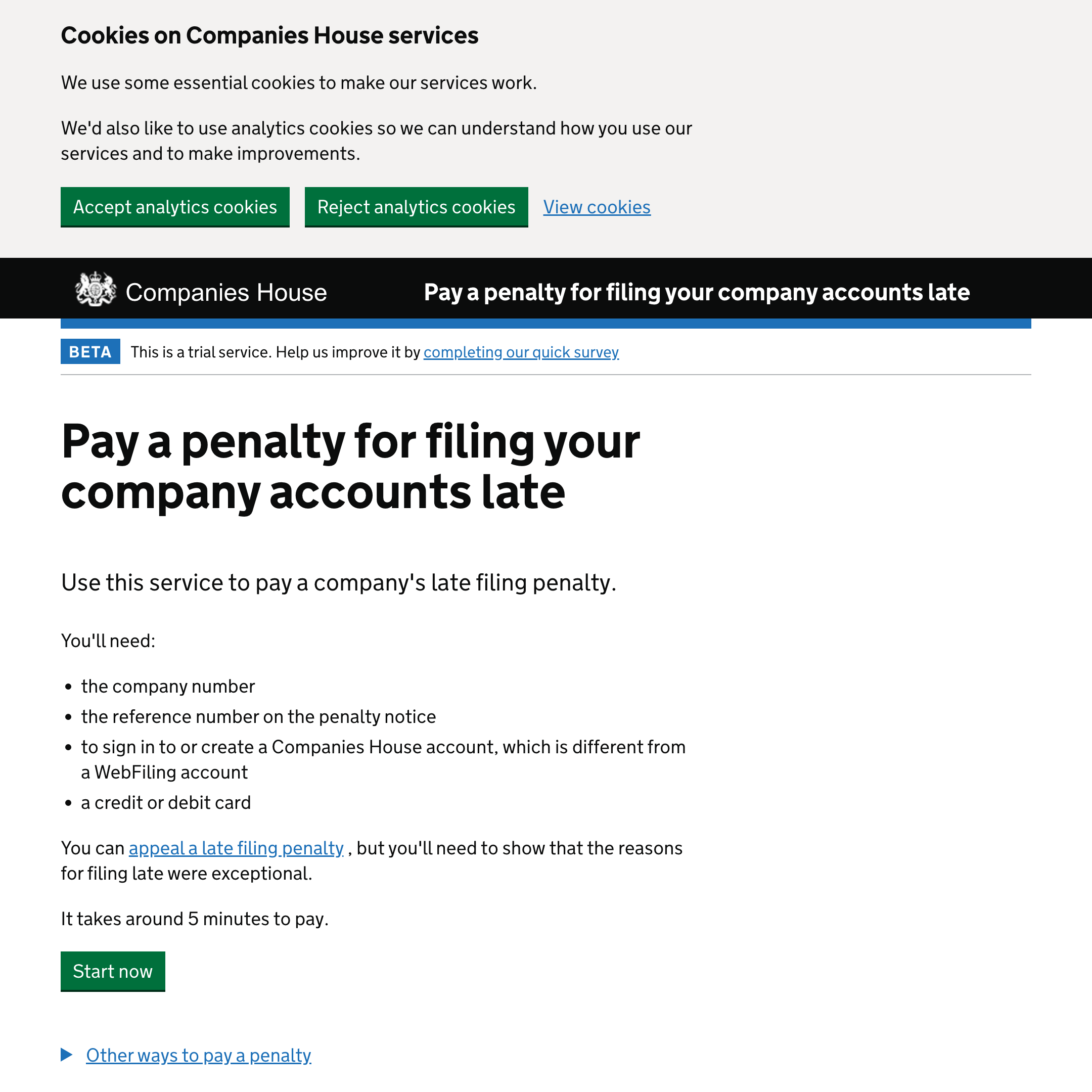 Pay a late filing penalty