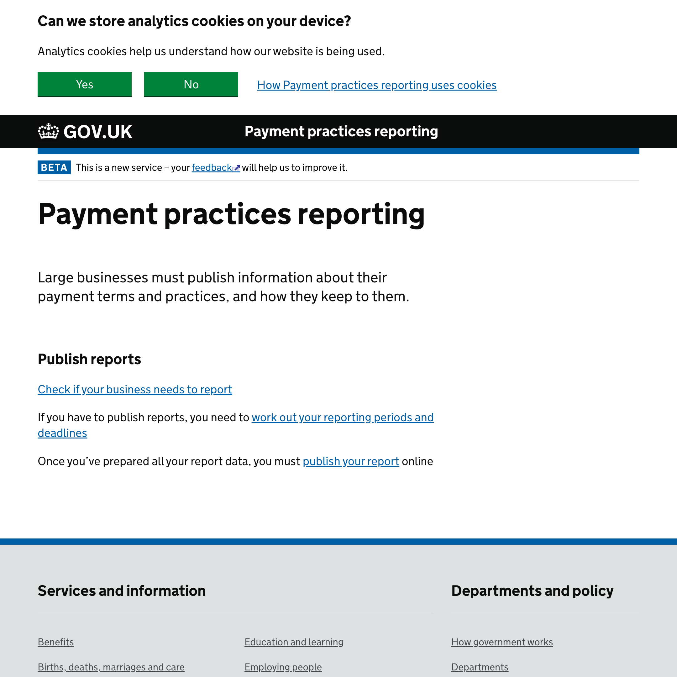 Payment practices reporting