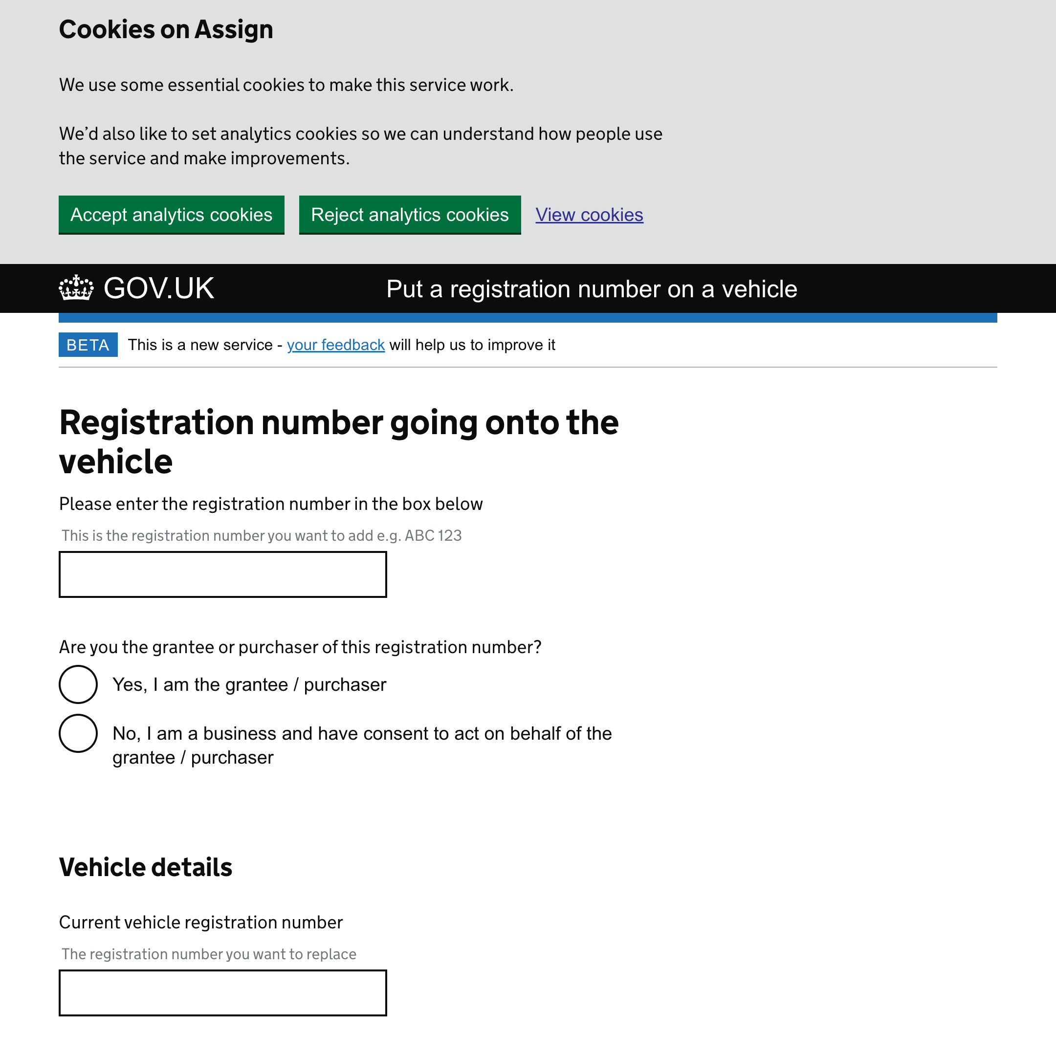 Personalised vehicle registration