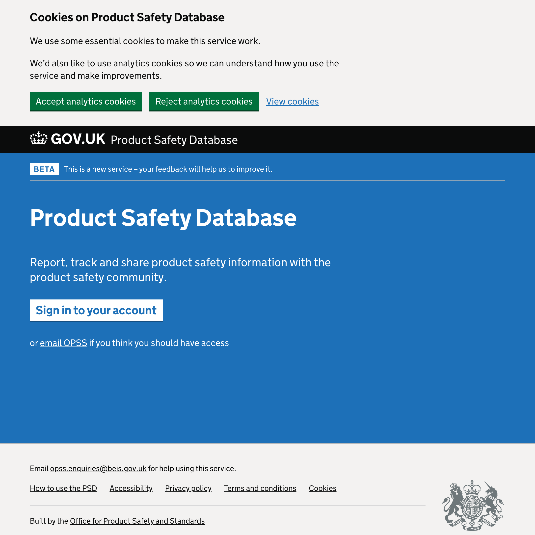 Product safety database