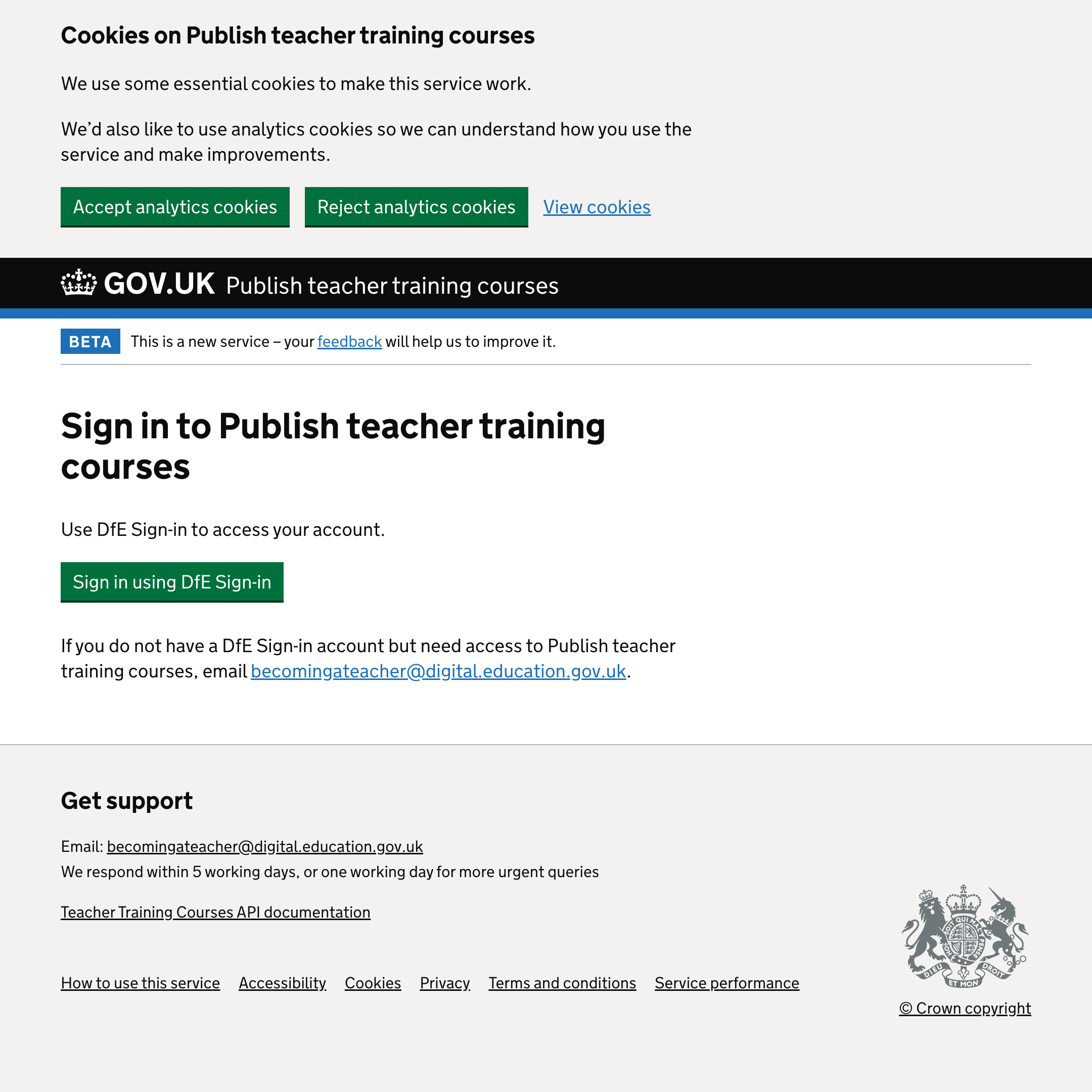 Publish teacher training courses