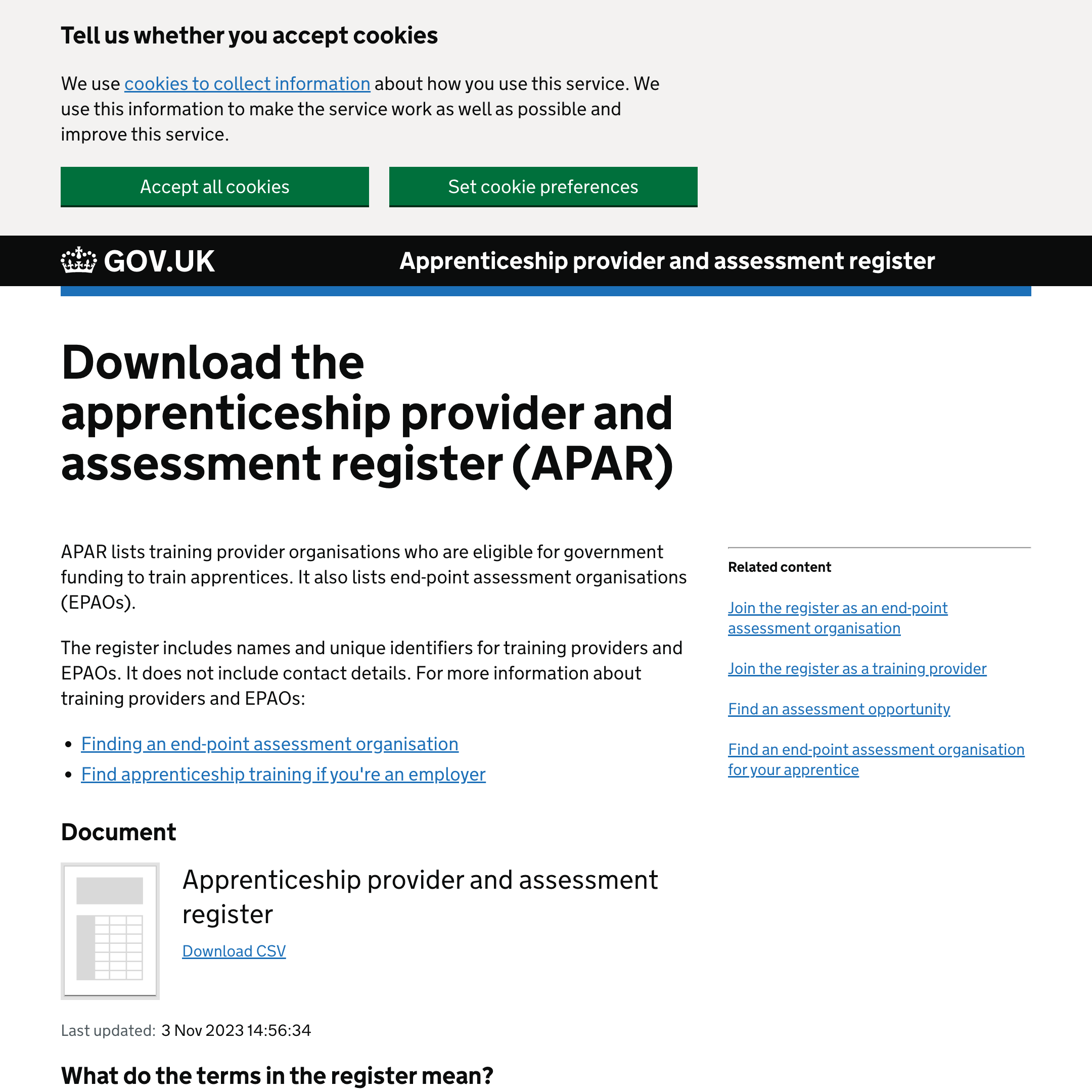 Register of apprenticeship training providers service