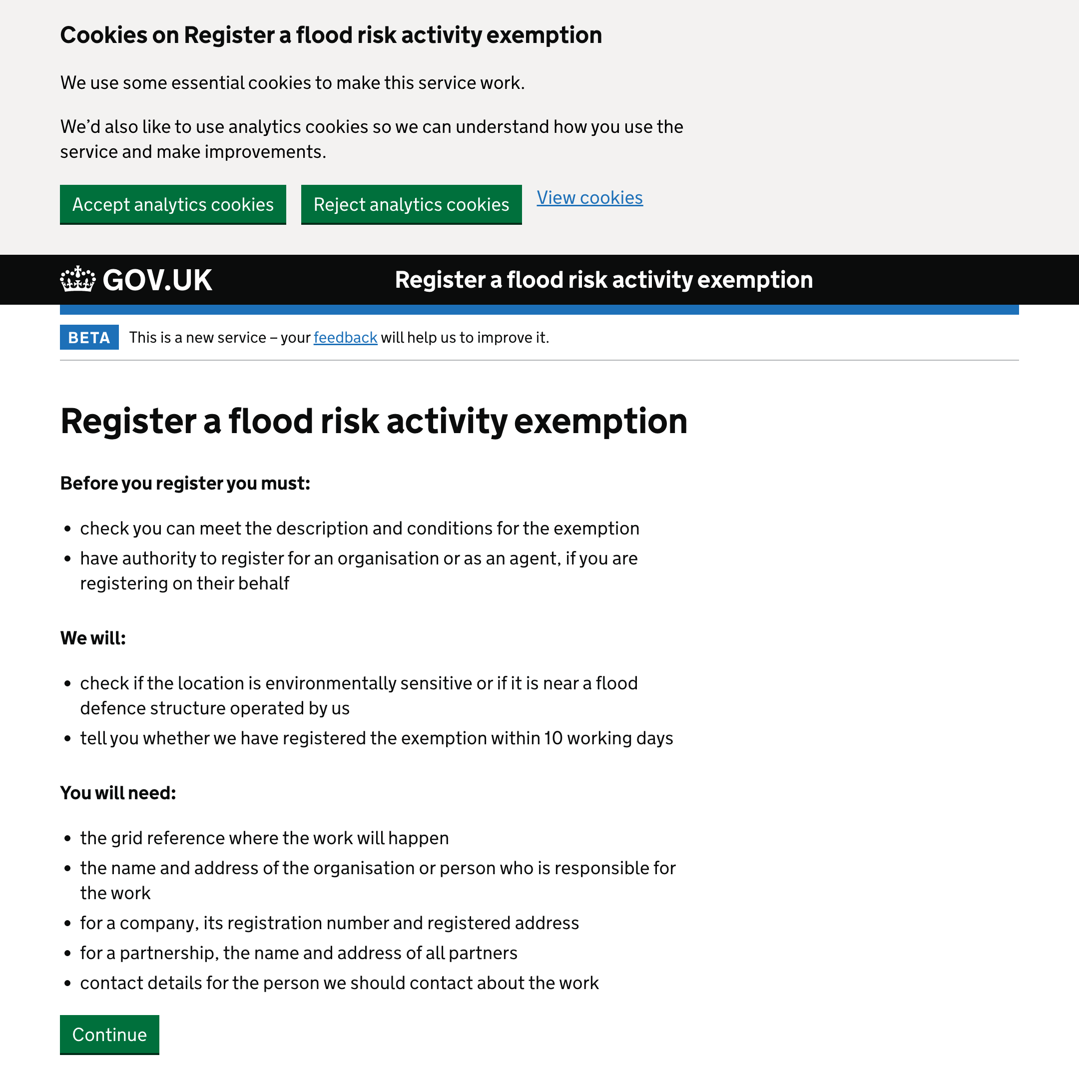 Register a flood risk activity exemption