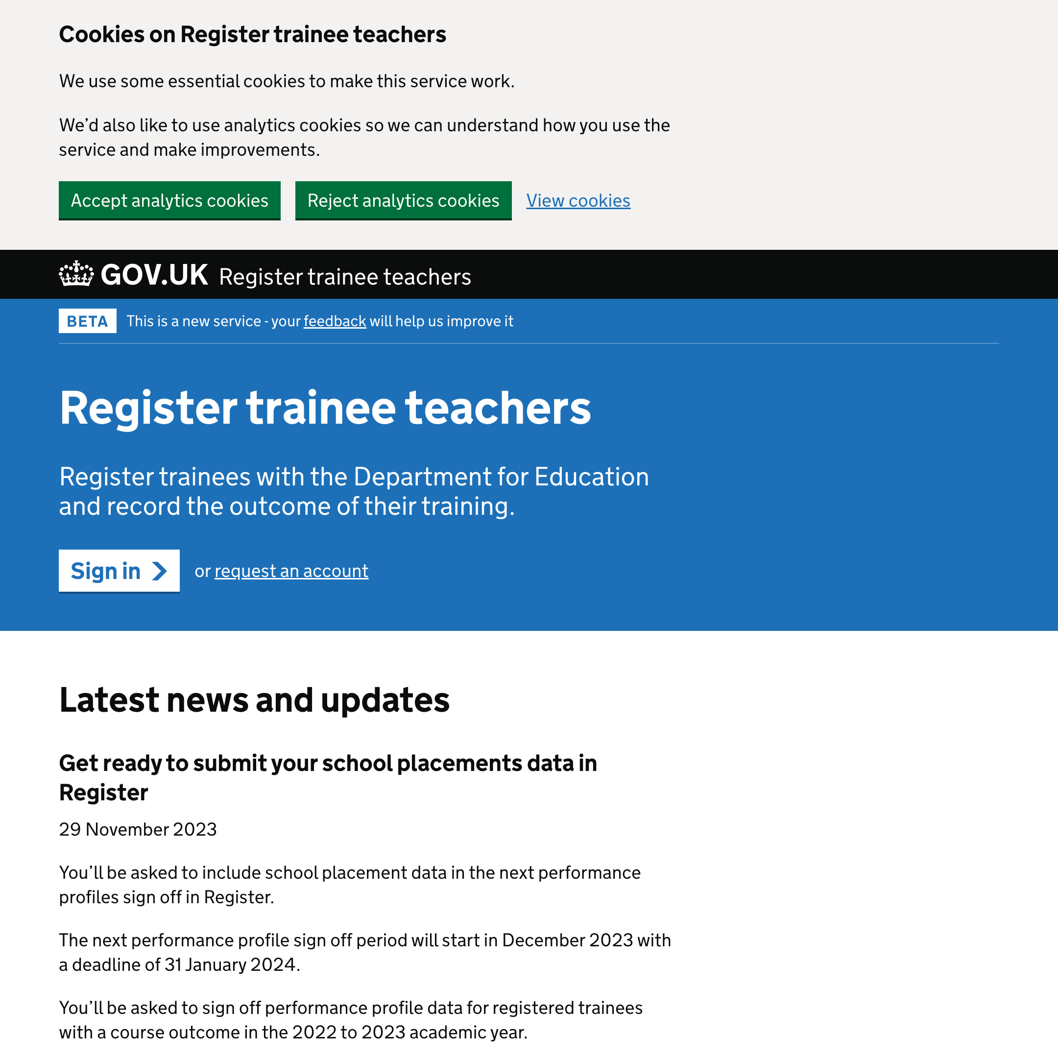 Register trainee teachers