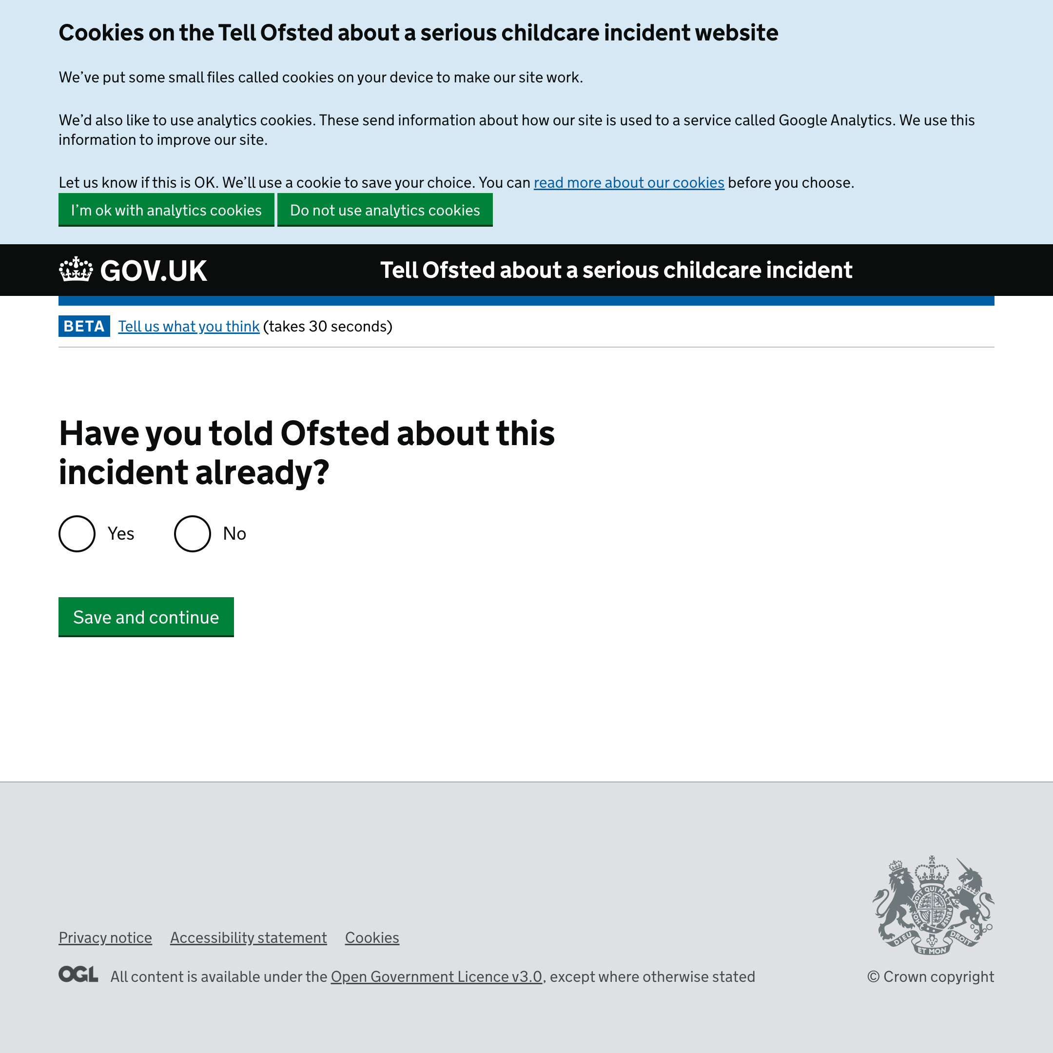 Report a serious childcare incident