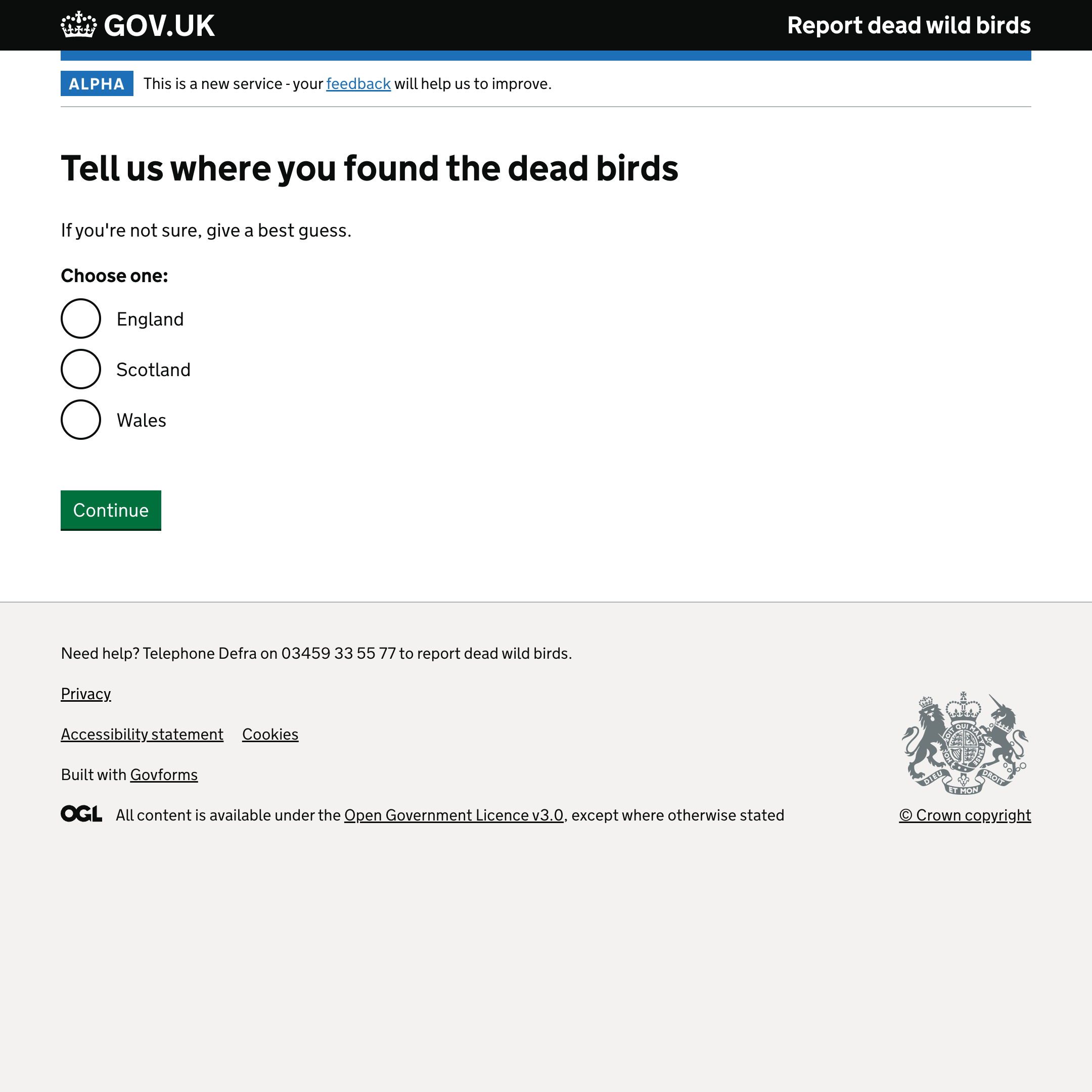 Report dead wild birds