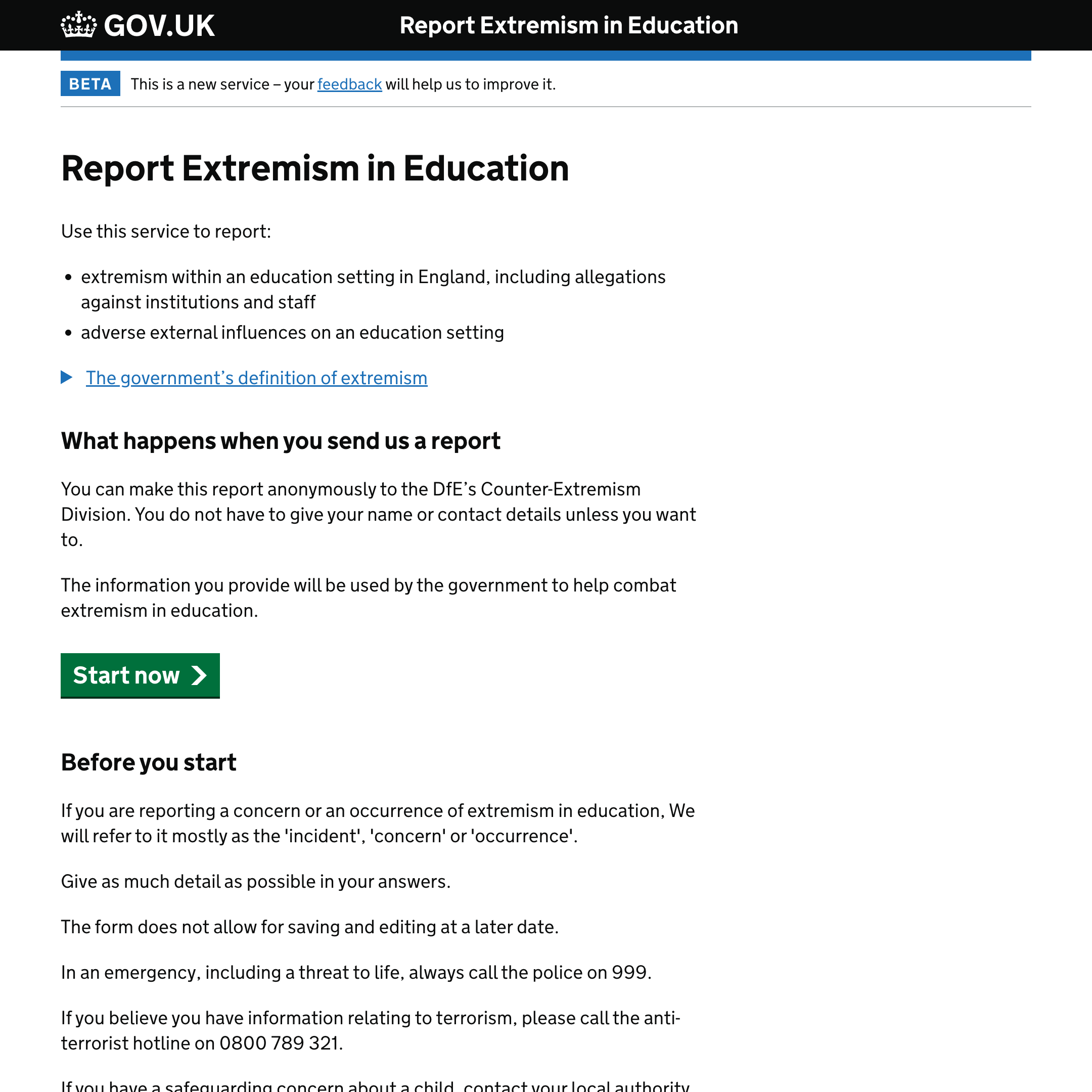 Report Extremism in Education