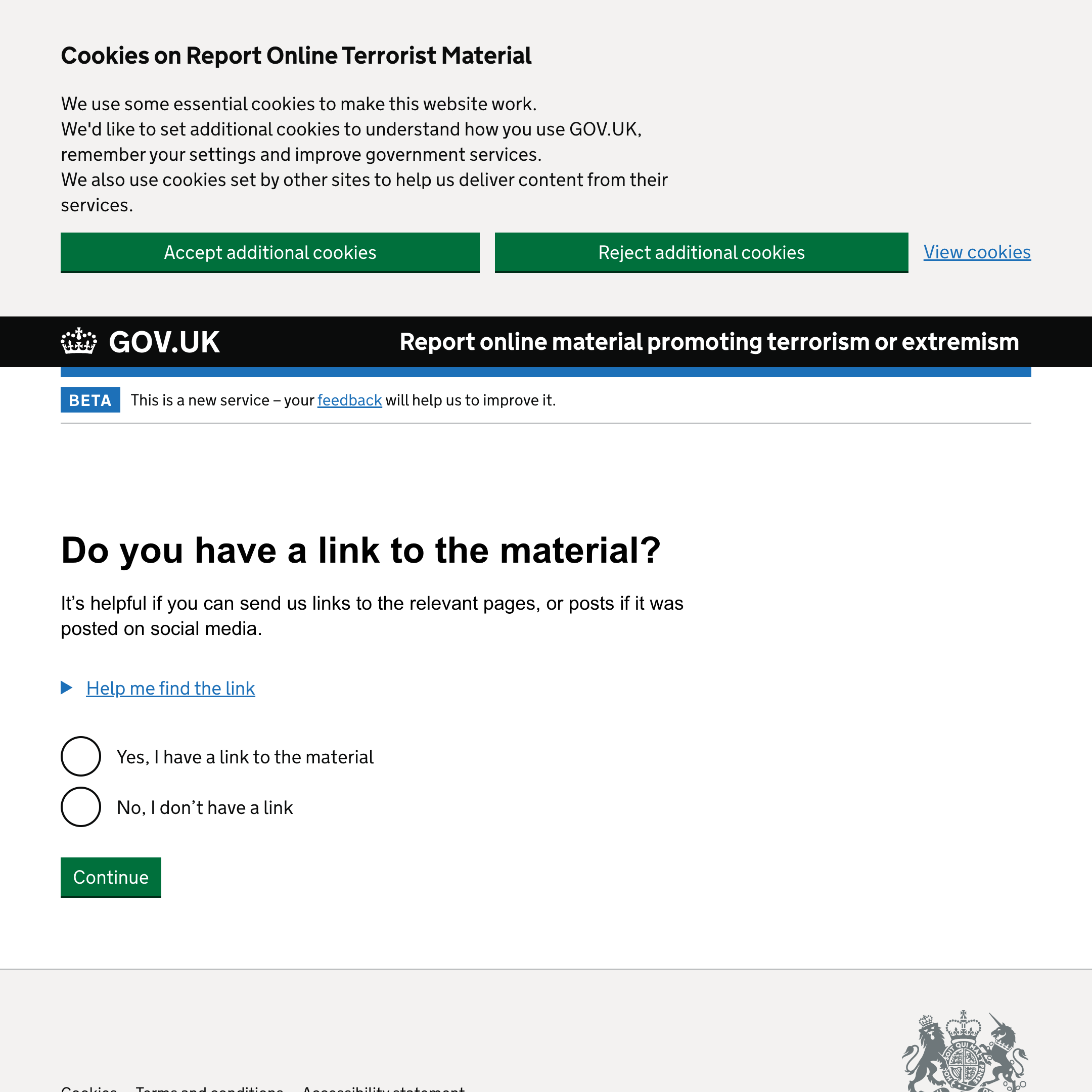 Report online material promoting terrorism or extremism