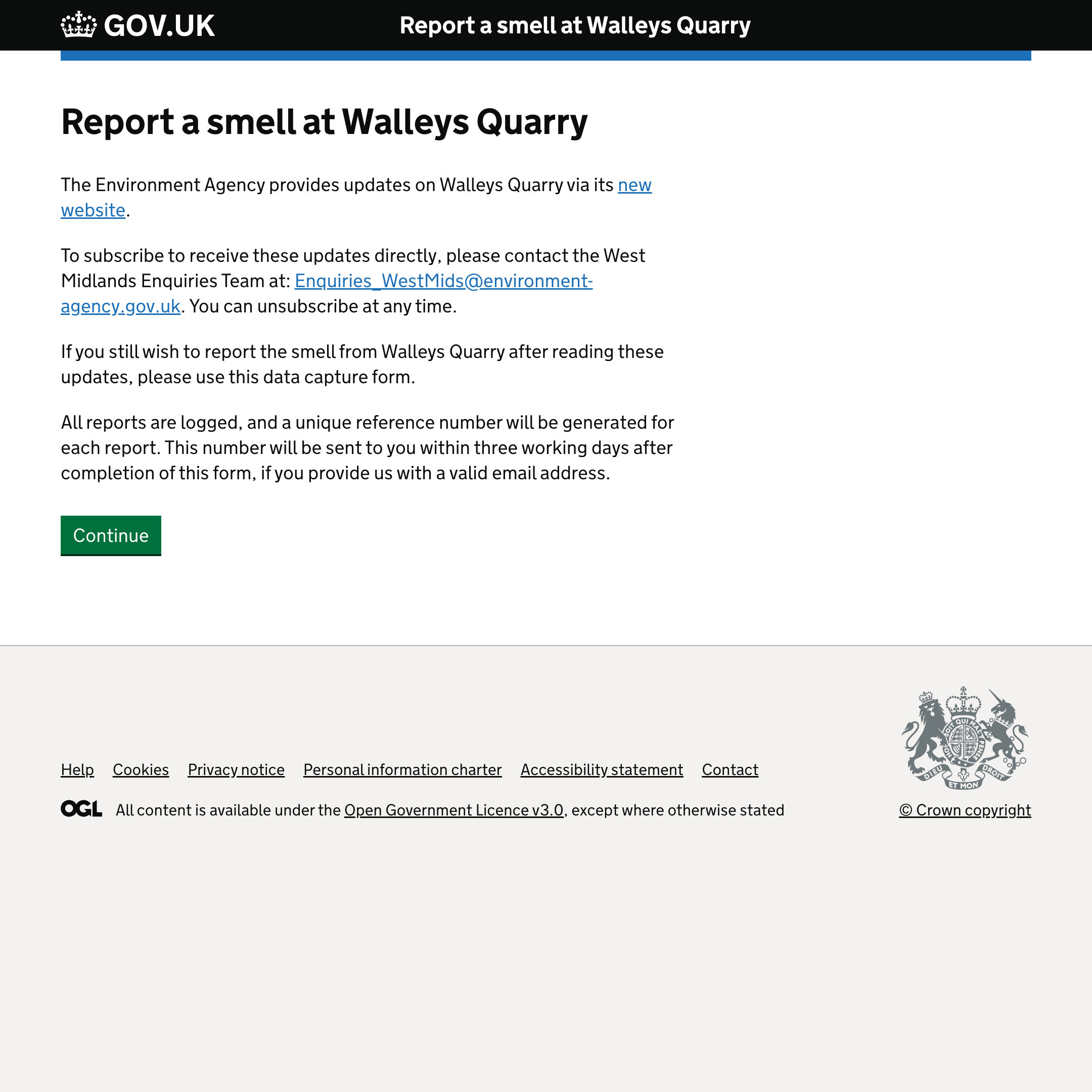 Report a smell at Walleys Quarry