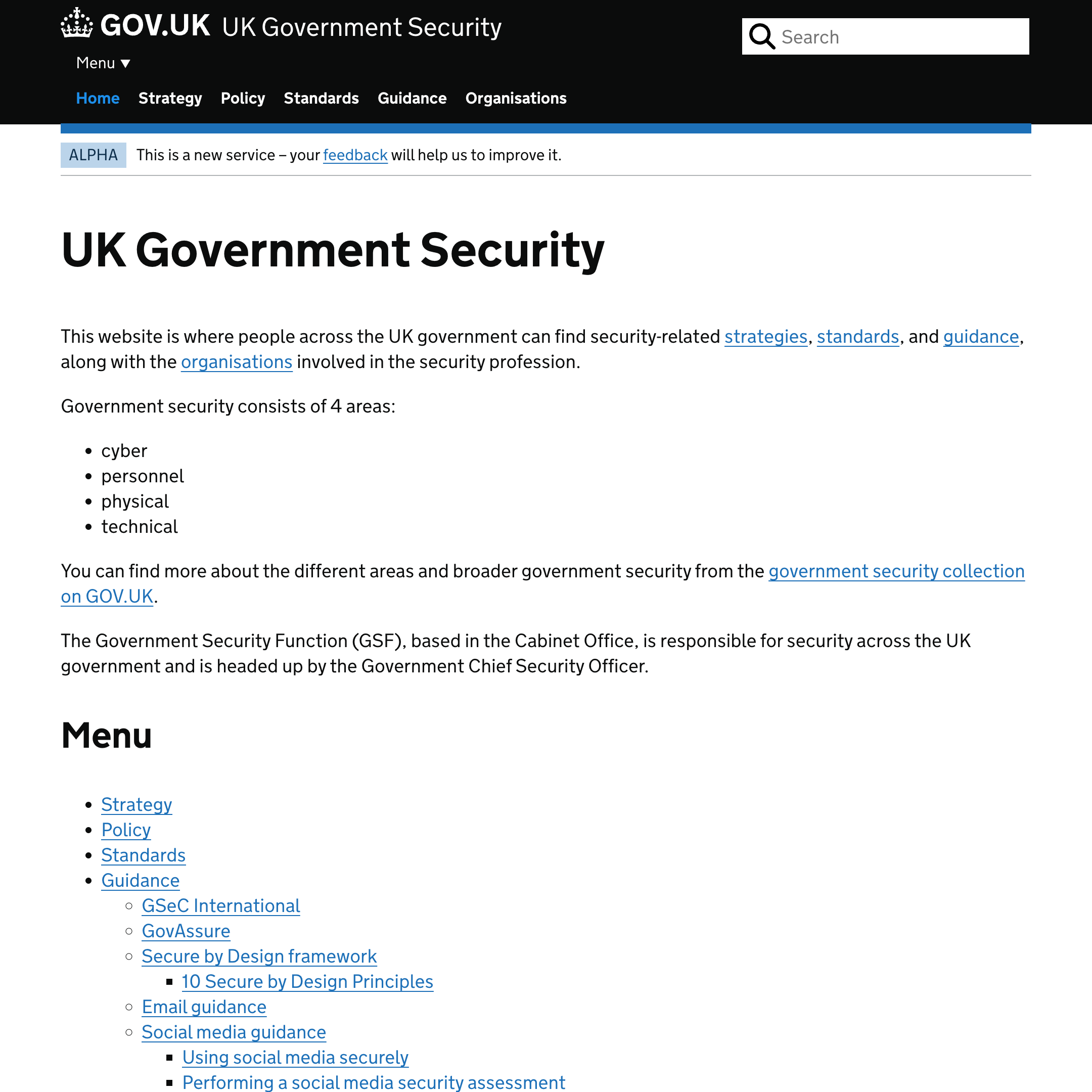 GOV.UK UK Government Security