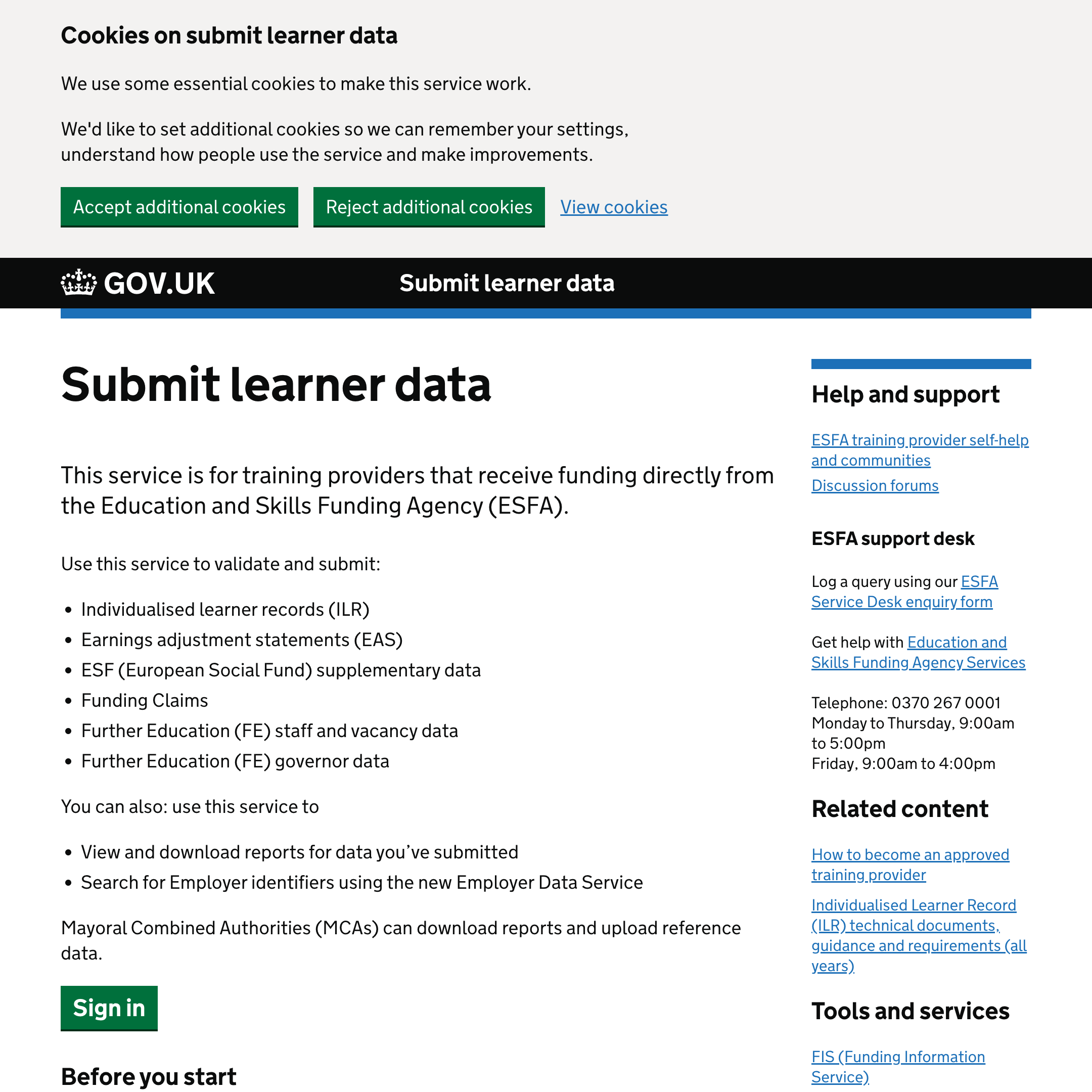 Submit learner data