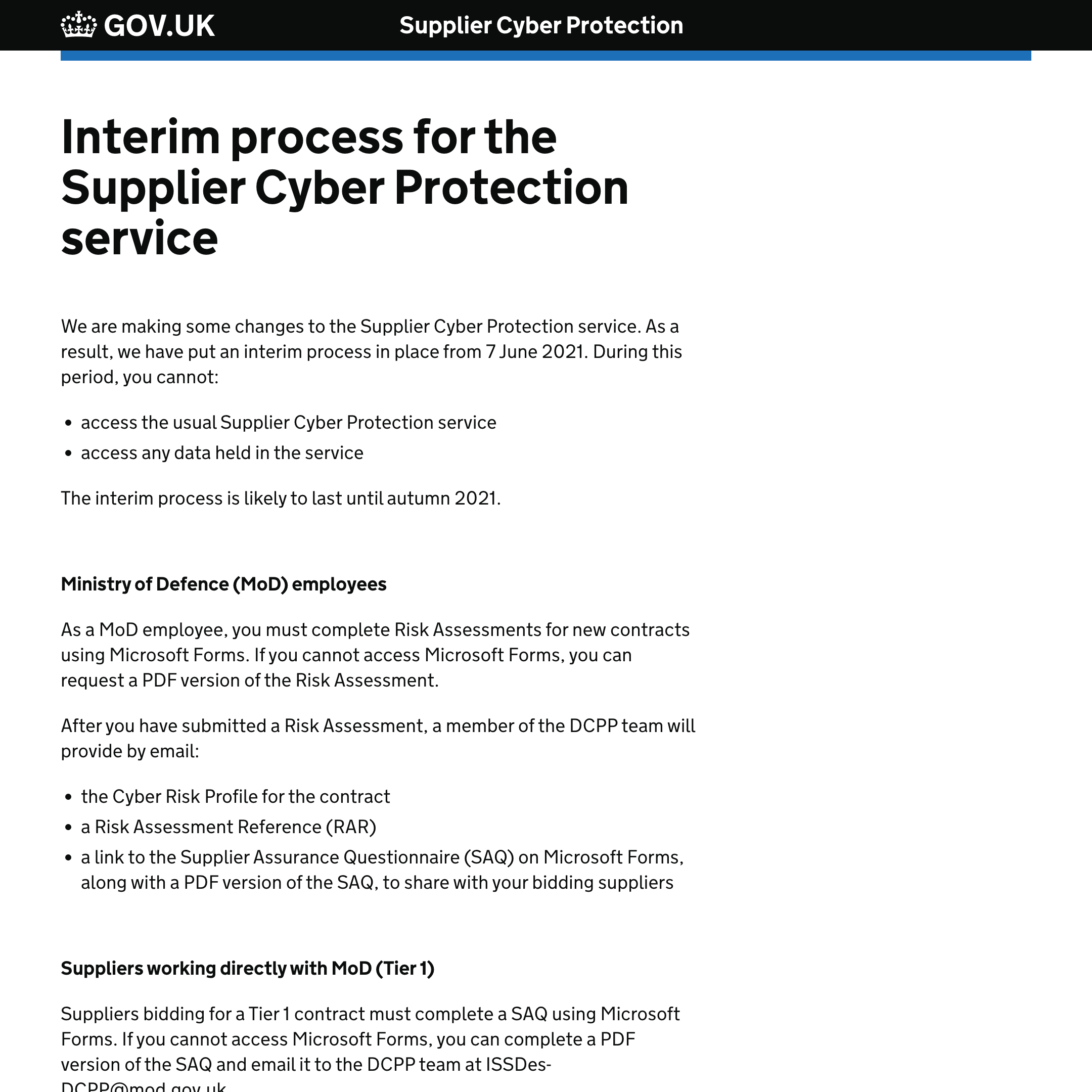 Supplier Cyber Protection